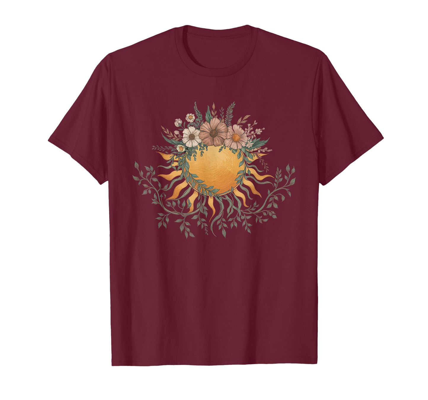 Floral Women TShirt Vintage Boho Wildflower Botanical Flower T-Shirt