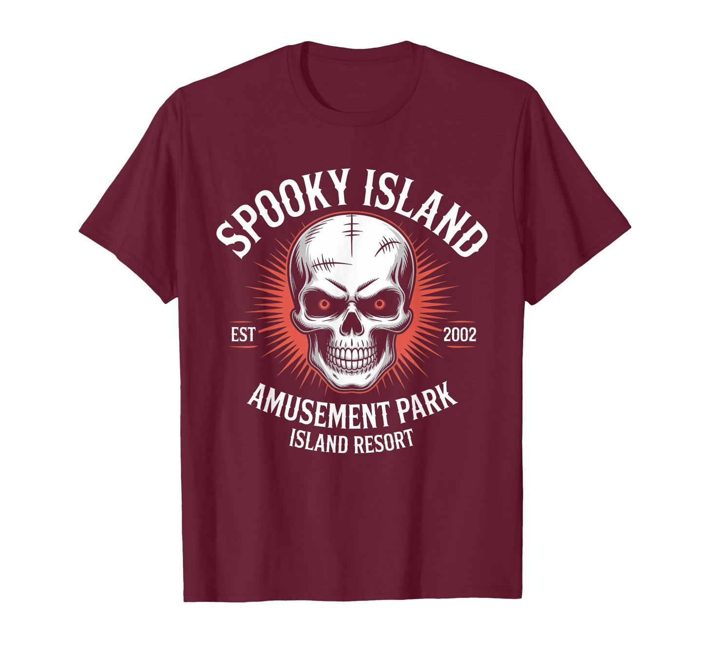 Spooky Island Retro Halloween Skull 90s Halloween Summerween T-Shirt
