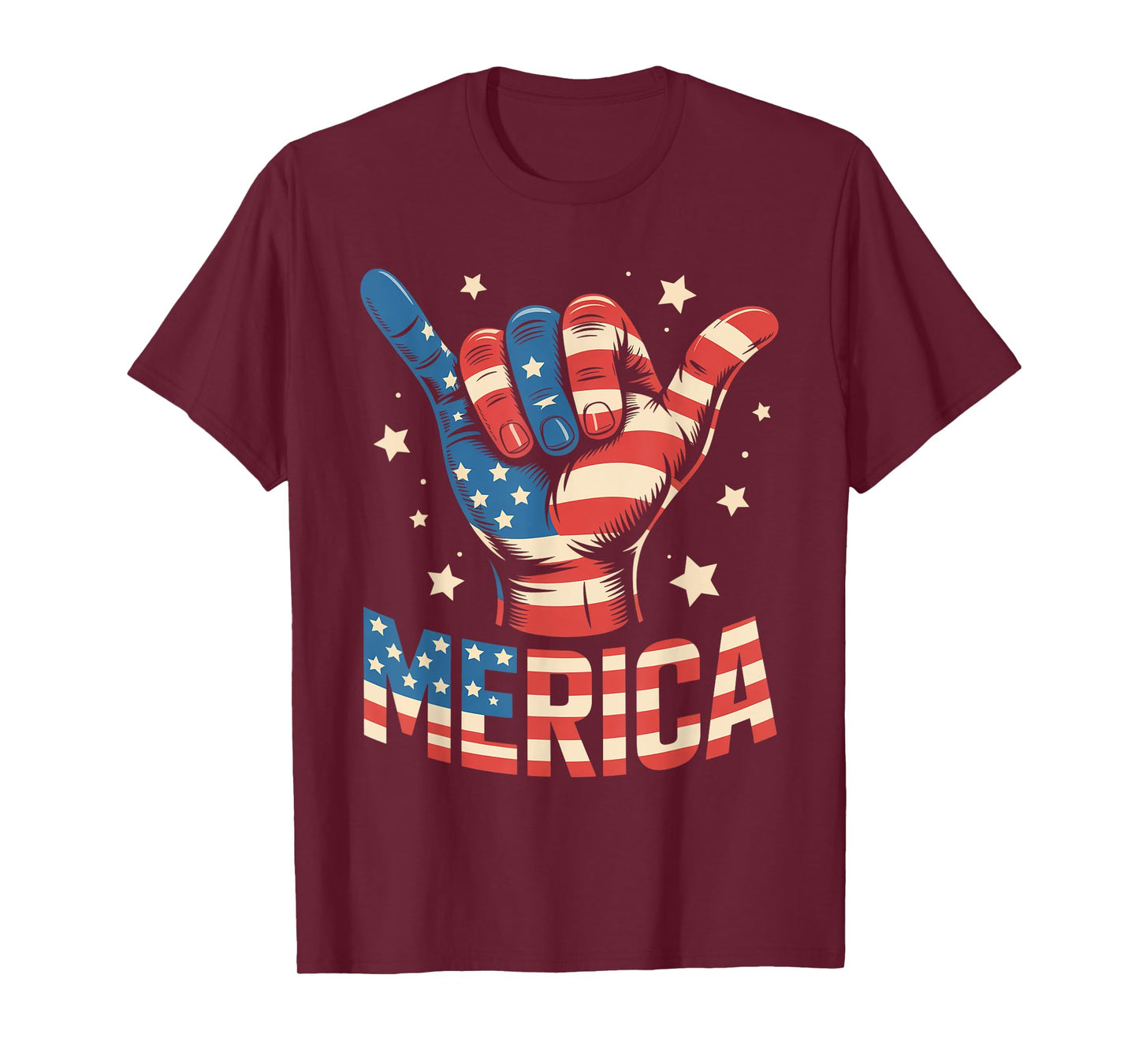 Merica Rock Sign 4th of July Vintage American Flag Retro USA T-Shirt