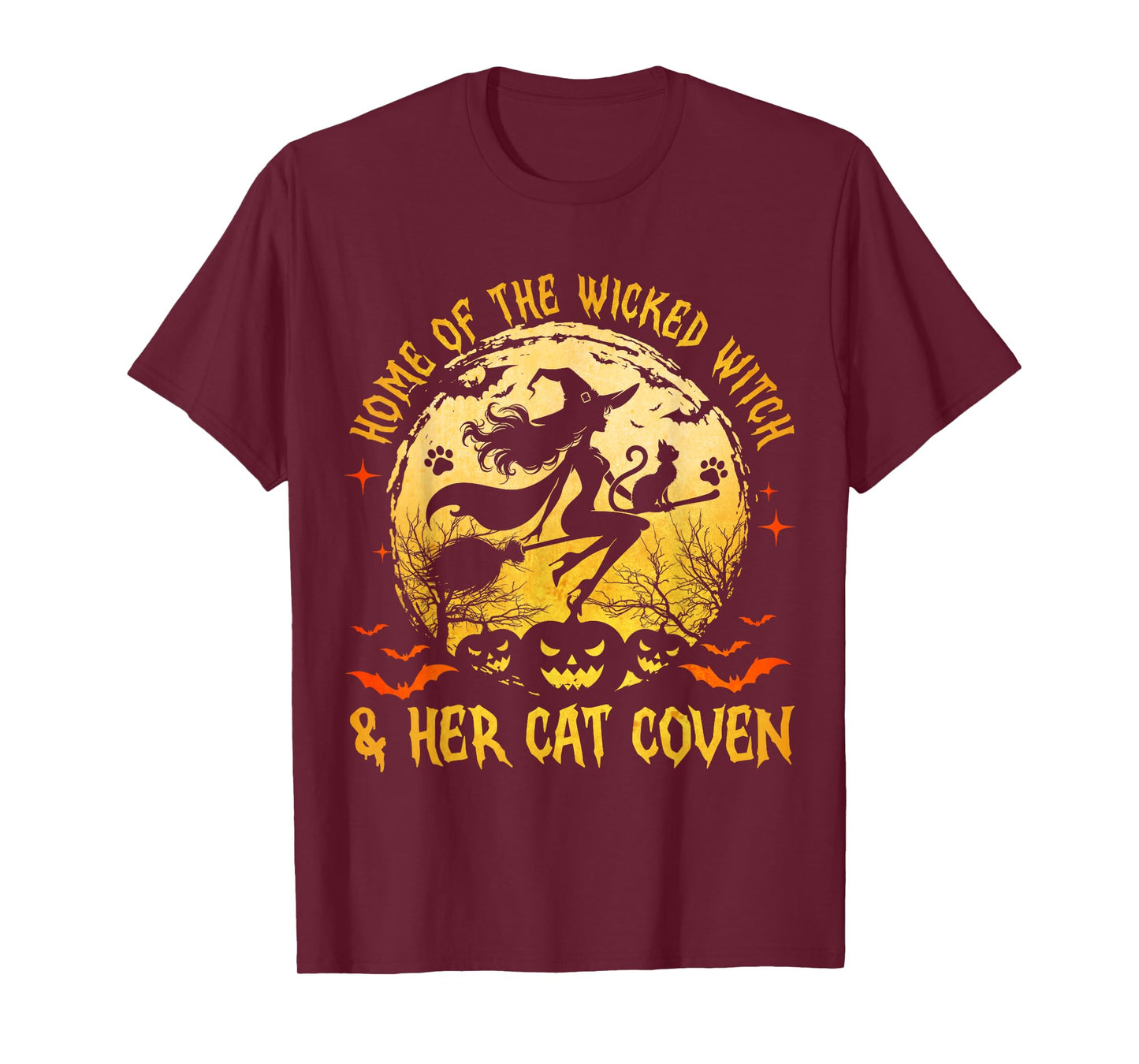 Home Of The Wicked And Her Cat Funny Witch Halloween Women T-Shirt