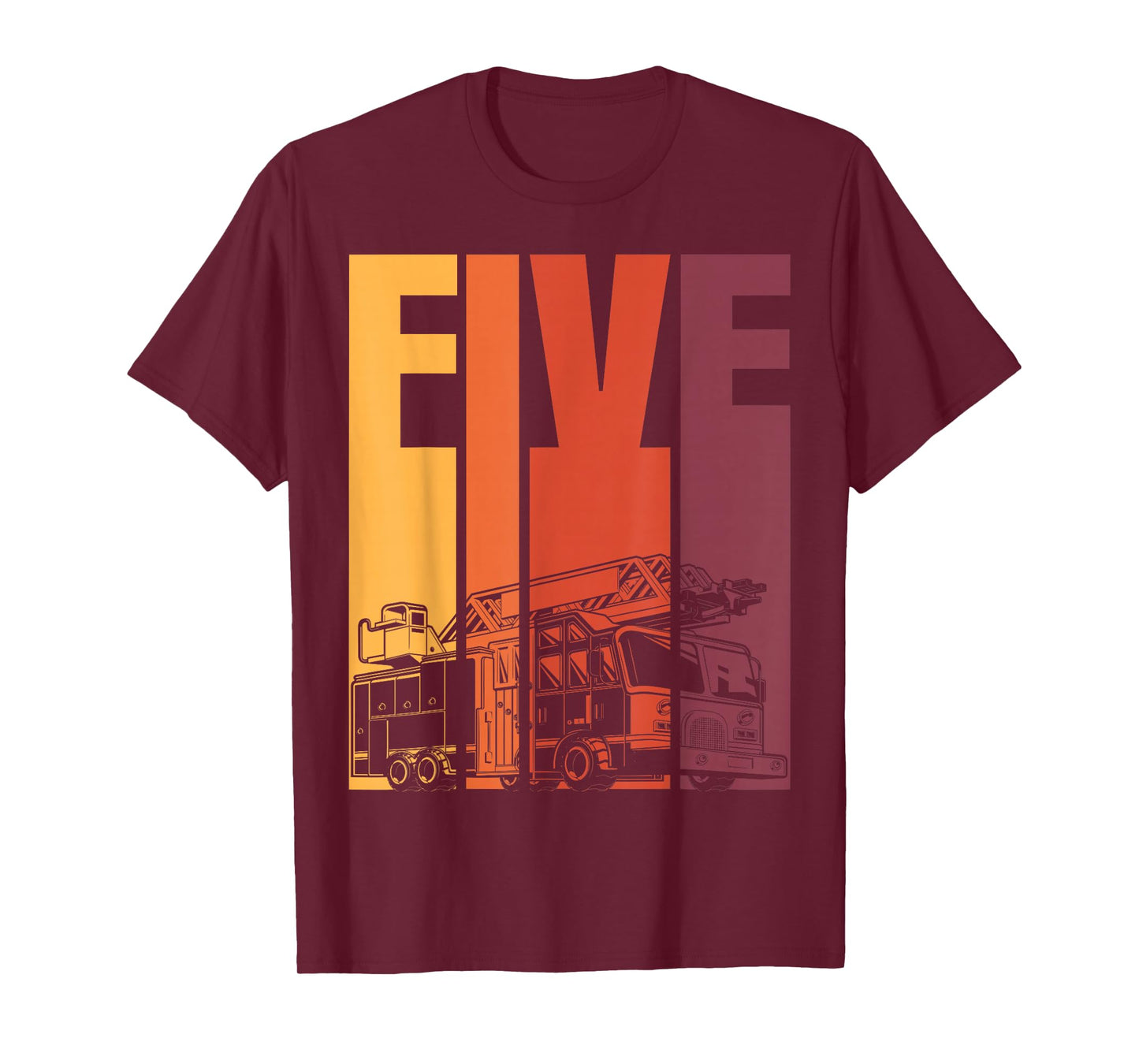 5 Year Old Firefighter Kids Fire Truck 5th Birthday Boy T-Shirt