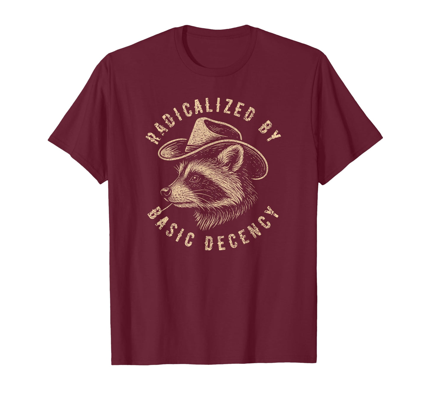 Radicalized By Basic Decency Vintage Raccoon Cowboy T-Shirt