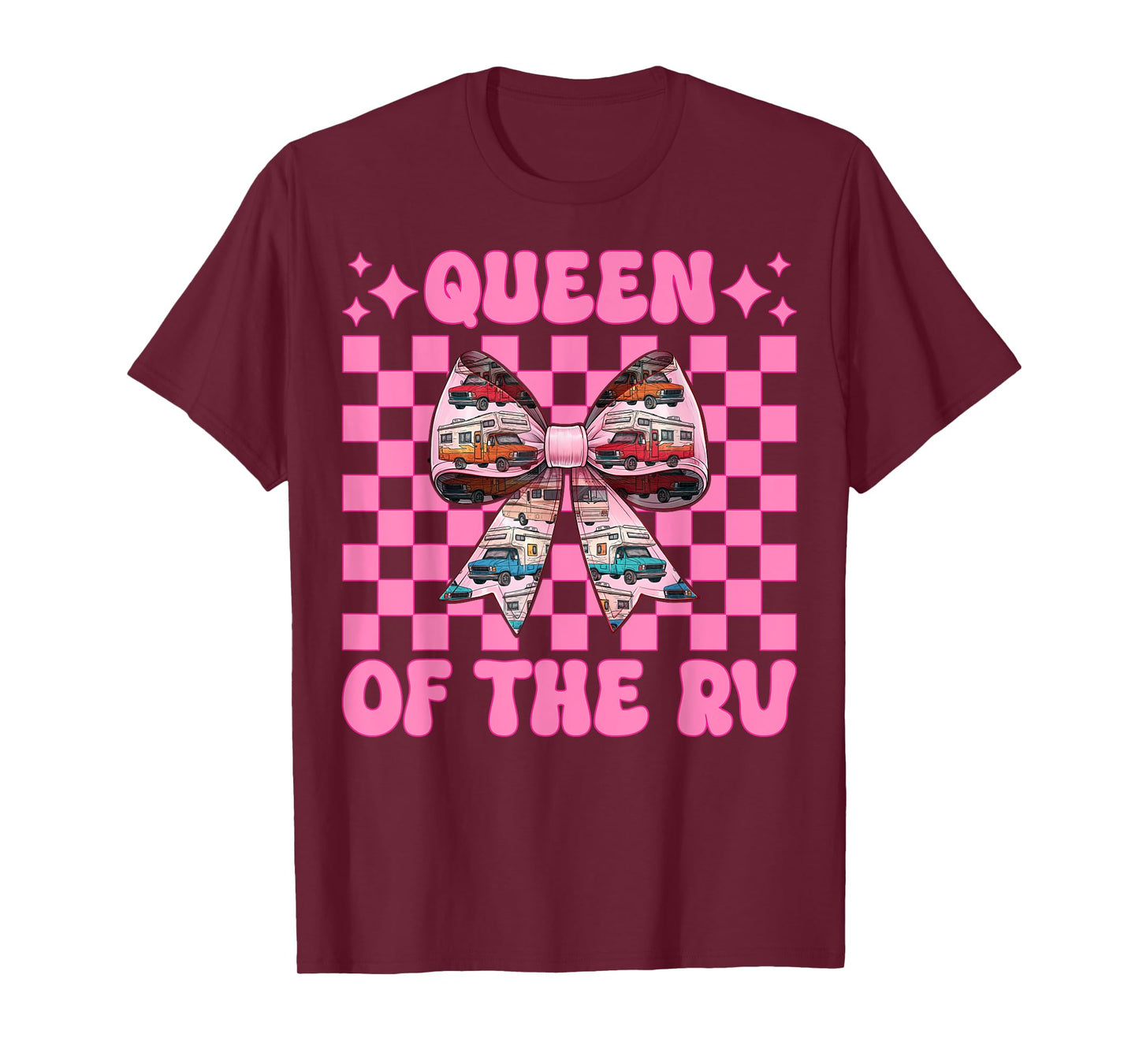 Queen of The Rv Camping Camper Motorhome Girl Mom Coquette T-Shirt