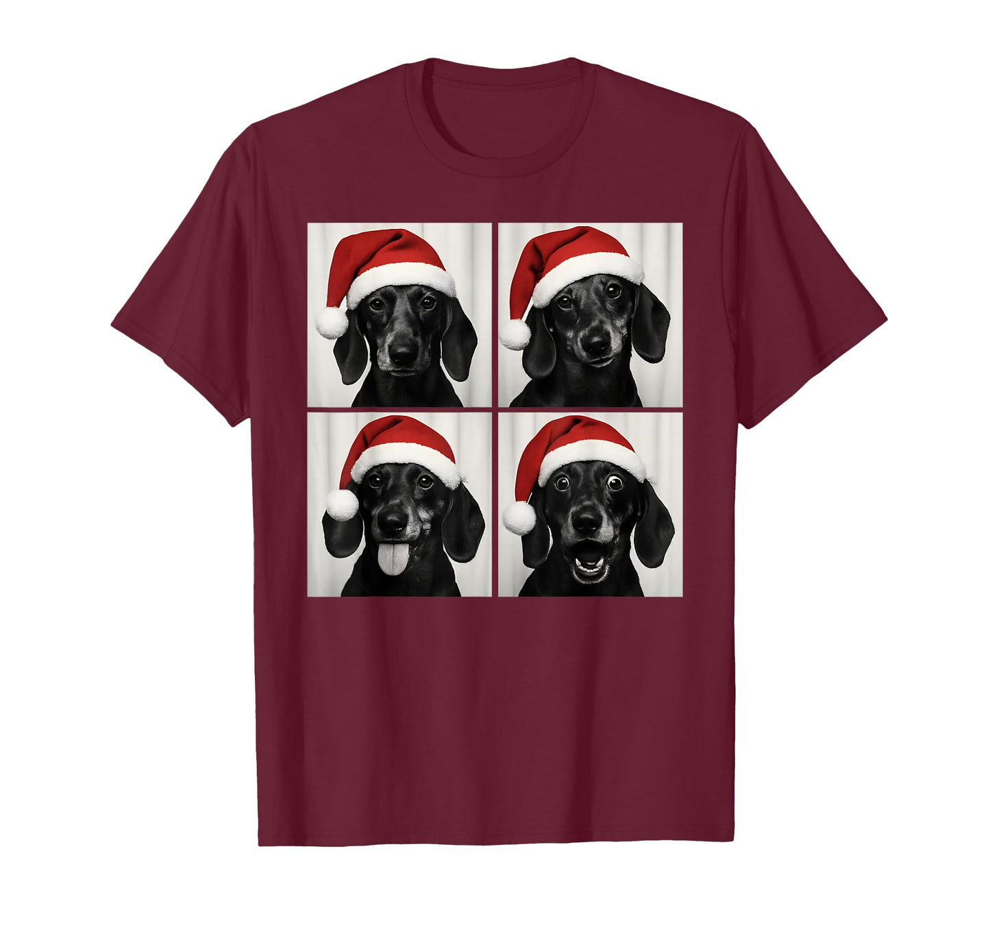 Funny Christmas Dachshund Santa Weiner Dog Lover Photo Booth T-Shirt