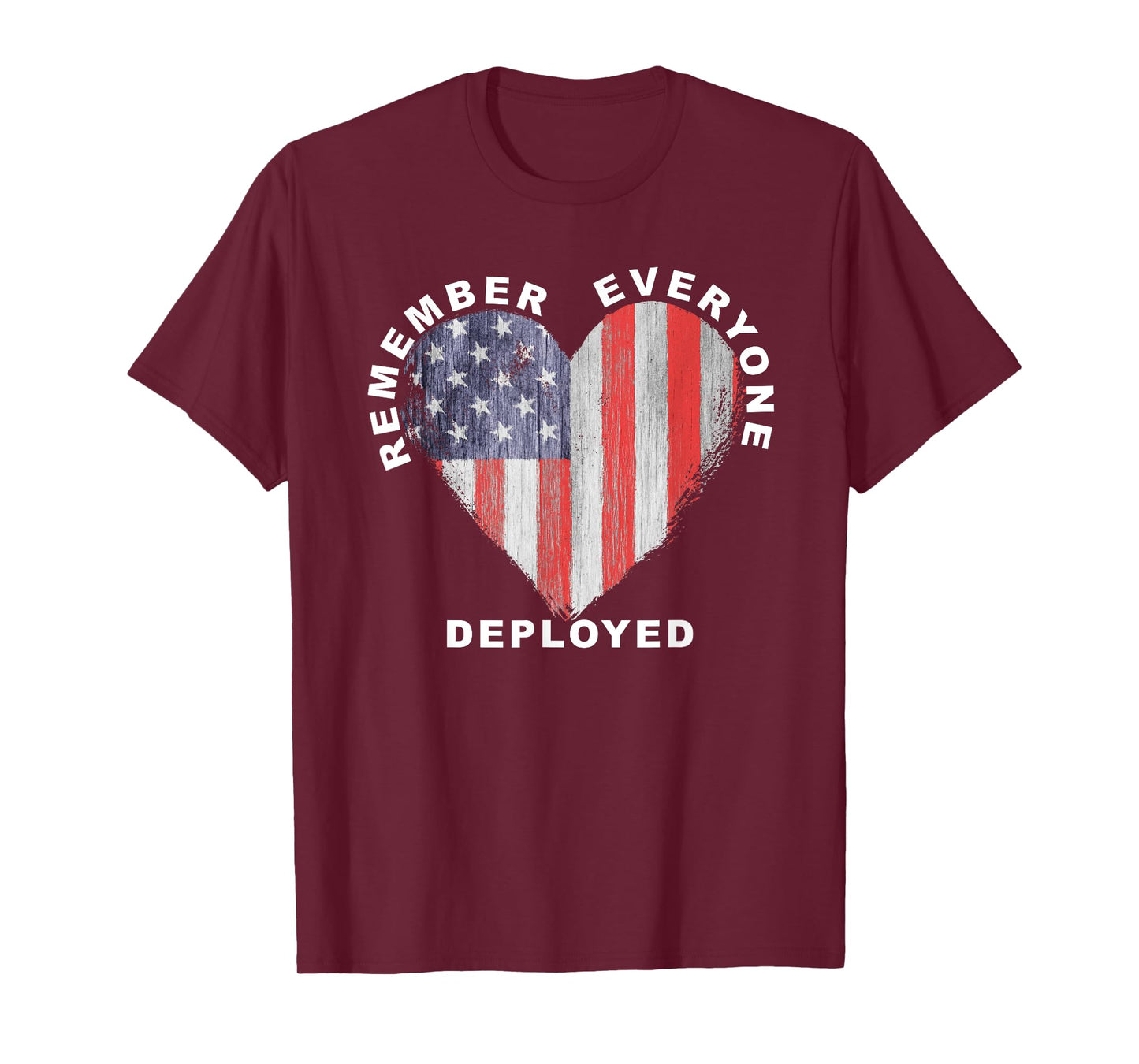 RED Friday Remember Everyone Deployed Military Heart Flag V T-Shirt