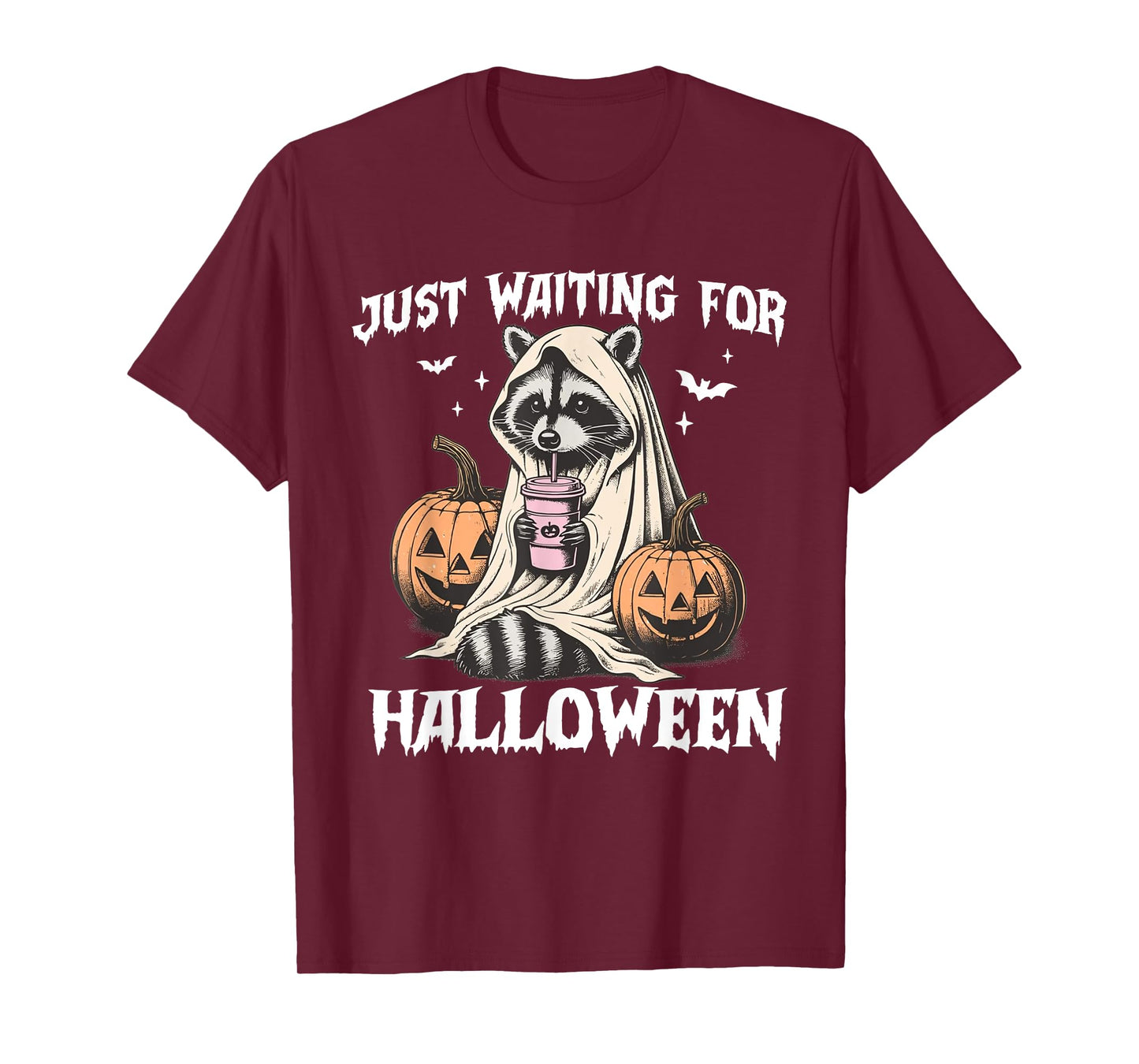 Just Waiting For Halloween Raccoon Pumpkin Men Women Kids T-Shirt