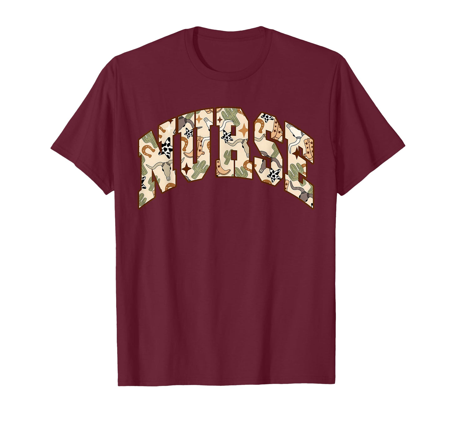Retro Nurse Country Western Cow Skull Desert Nursing RN T-Shirt