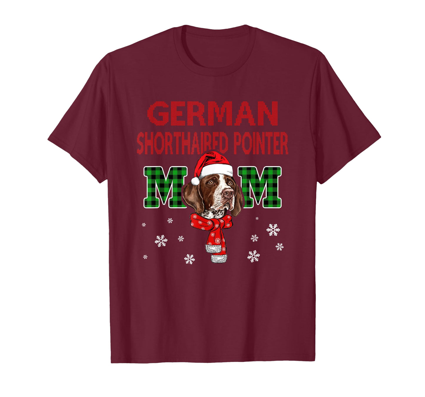 Christmas GSP Mom Plaid Santa Hat Cute Dog Lover T-Shirt