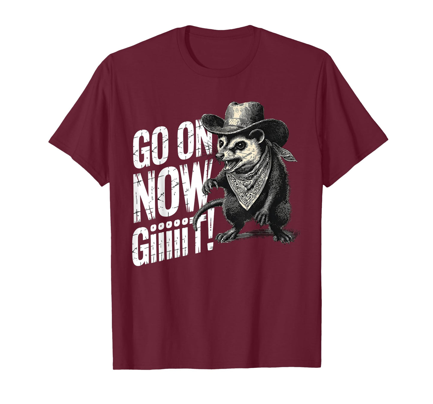 Opossum Cowboy Vintage Western Country Possum Go On Now Git T-Shirt