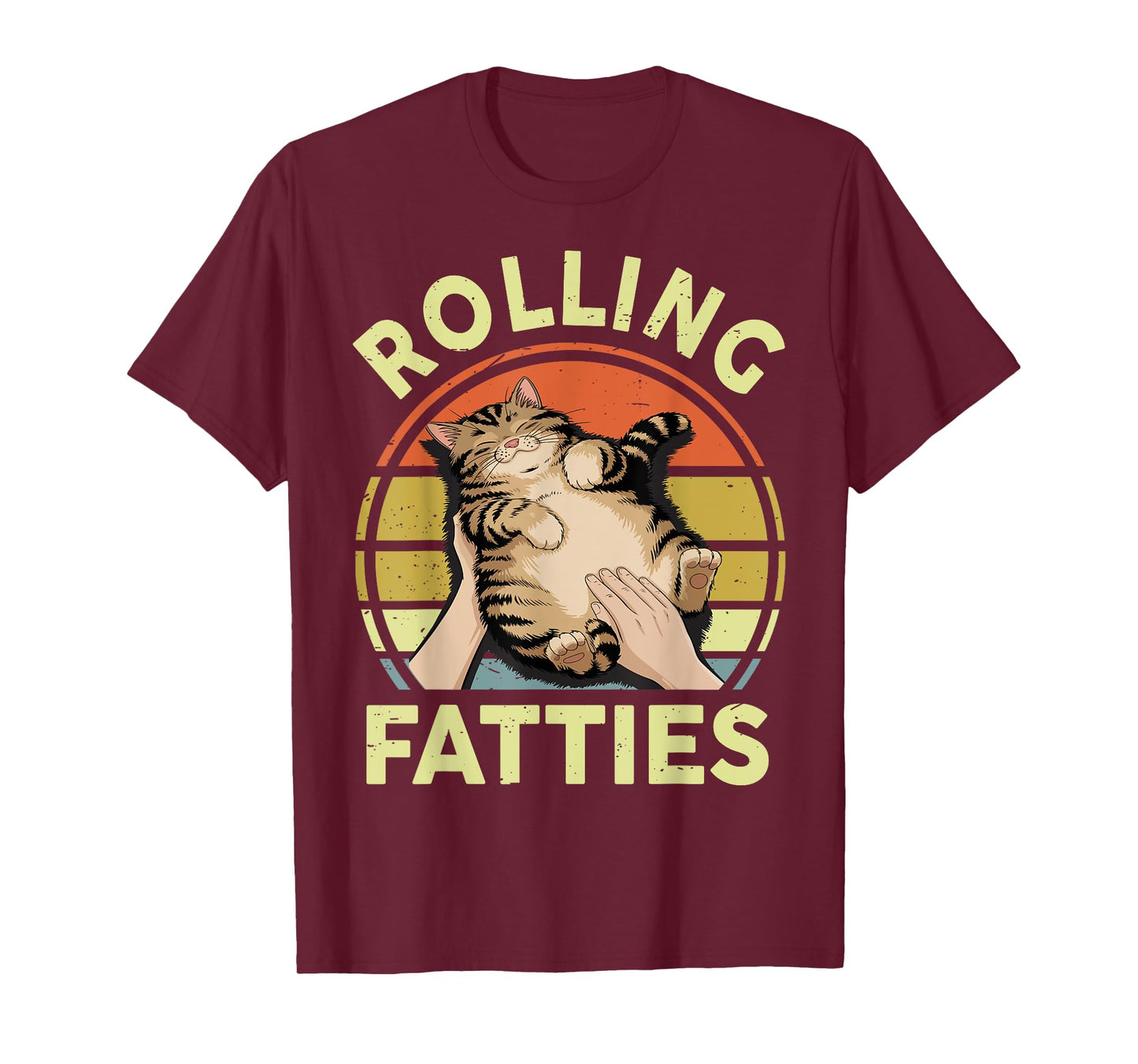 Cat-Shirt Rolling Fatties Funny Tabby Kitten Men Women Retro T-Shirt