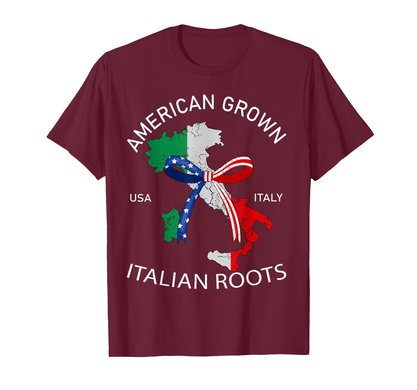 Italian Roots American Grown Coquette Bow Map Flag Women T-Shirt