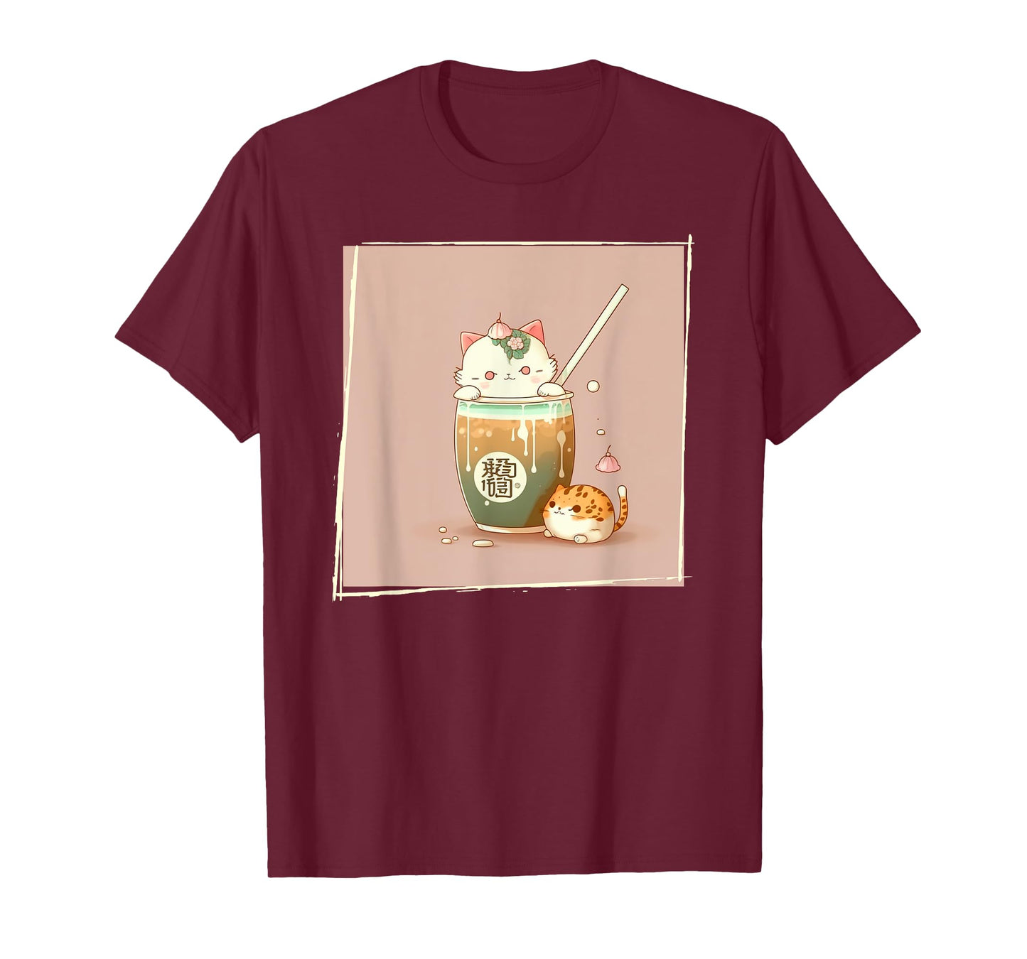 Boba Tea Cat Kawaii Anime Japanese Kawaii Neko Graphic Men Women Kids T-Shirt