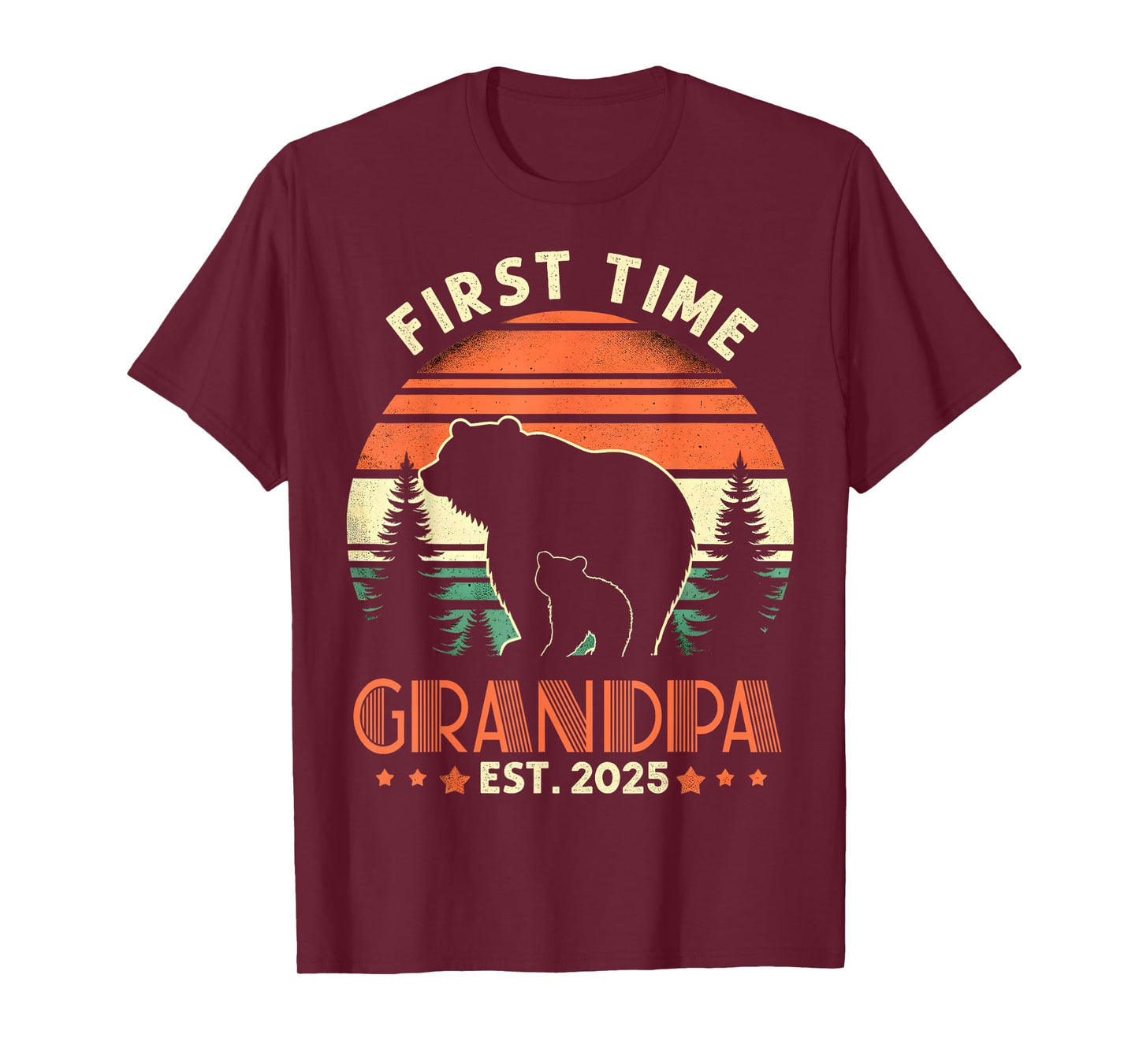 First Time Grandpa Est 2025 for New Dad Funny Fathers Day T-Shirt
