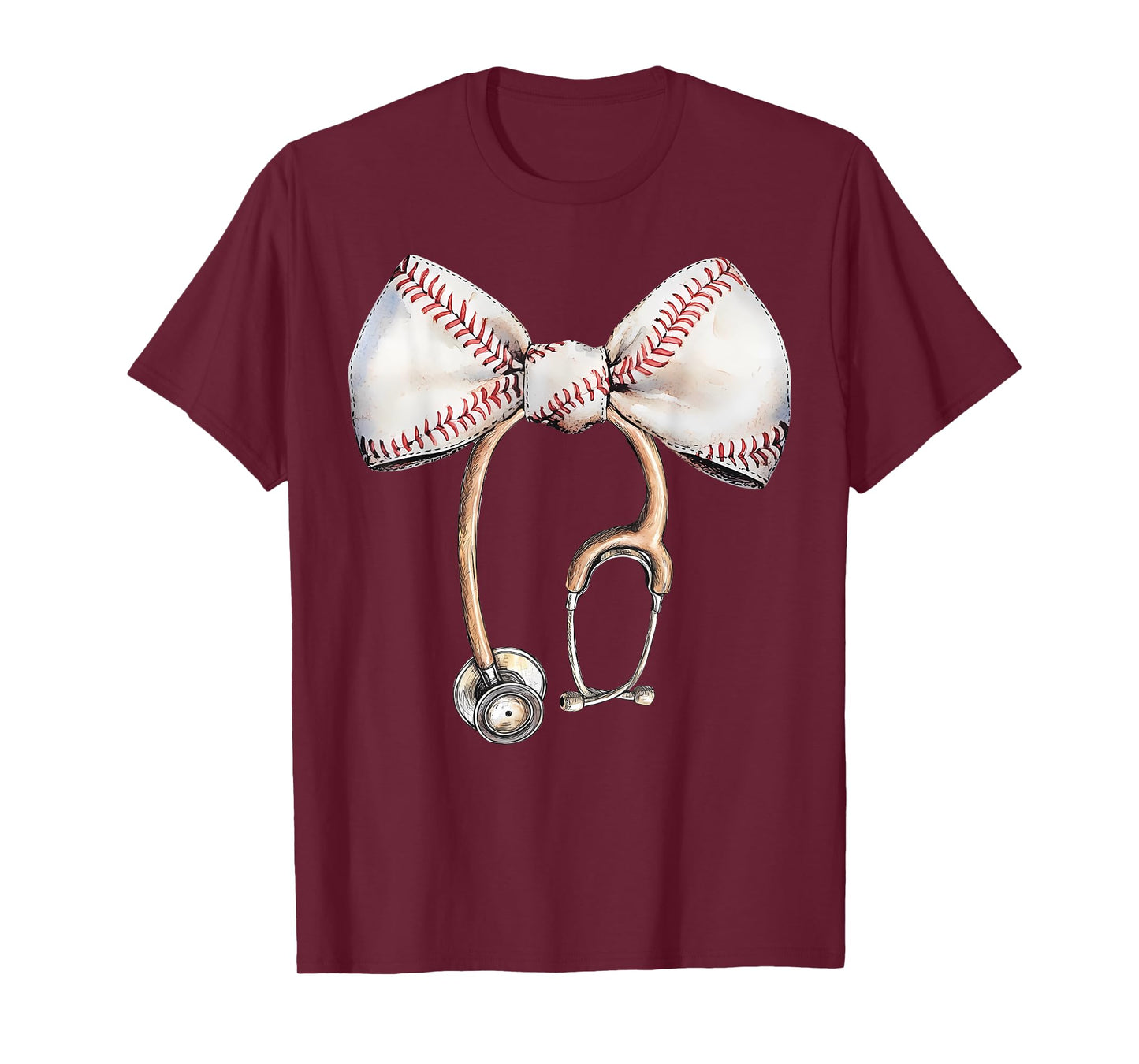 Coquette Bow Stethoscope Baseball Nurse RN Baseball Mama T-Shirt