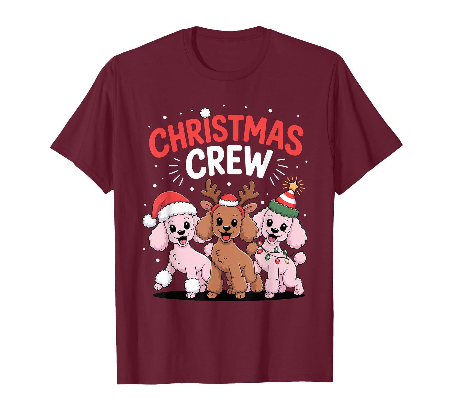 Christmas Crew Xmas Puppy Dog Breed Funny Christmas Poodle T-Shirt