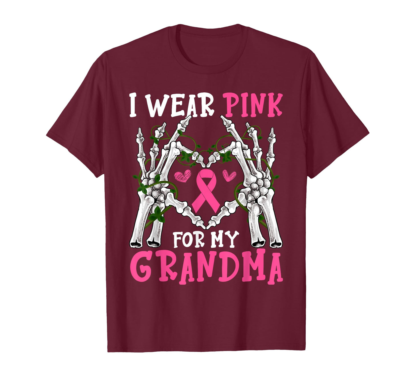 I Wear Pink For My Grandma Breast Cancer Awareness Halloween T-Shirt