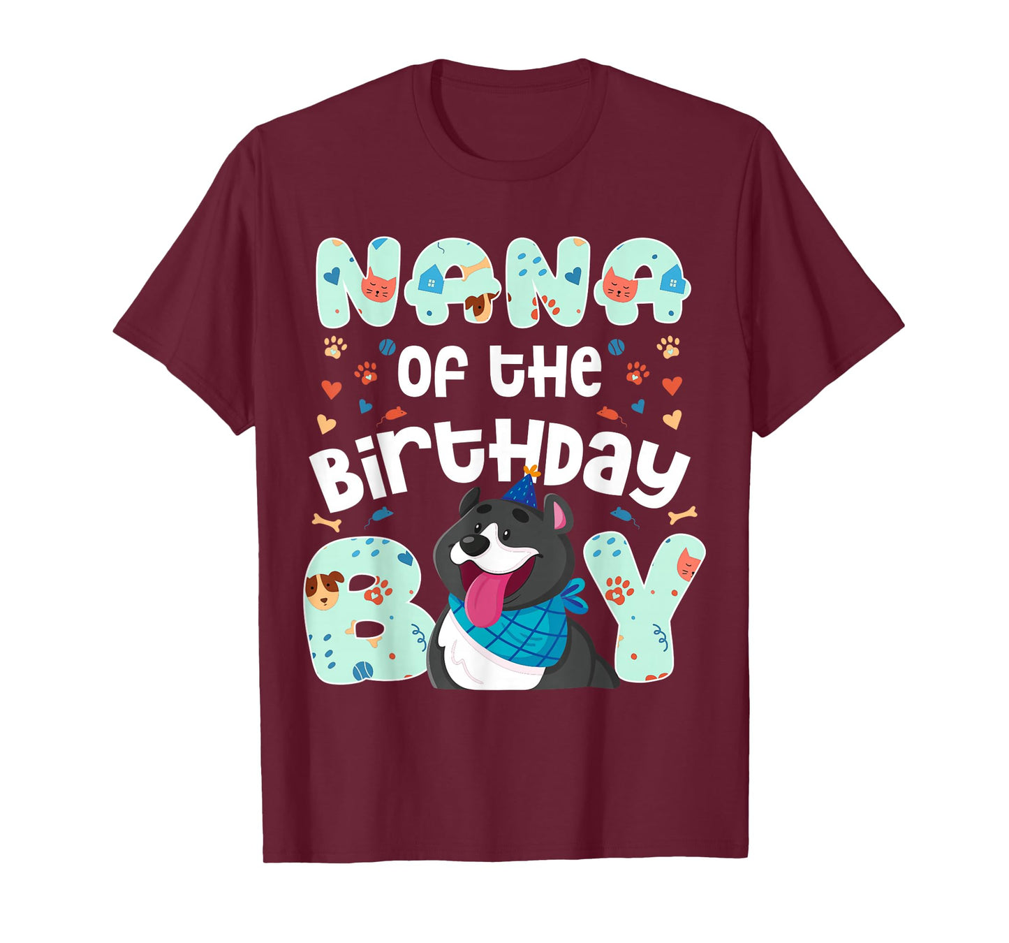 Nana of The Birthday Boy Paw Party Family Love T-Shirt