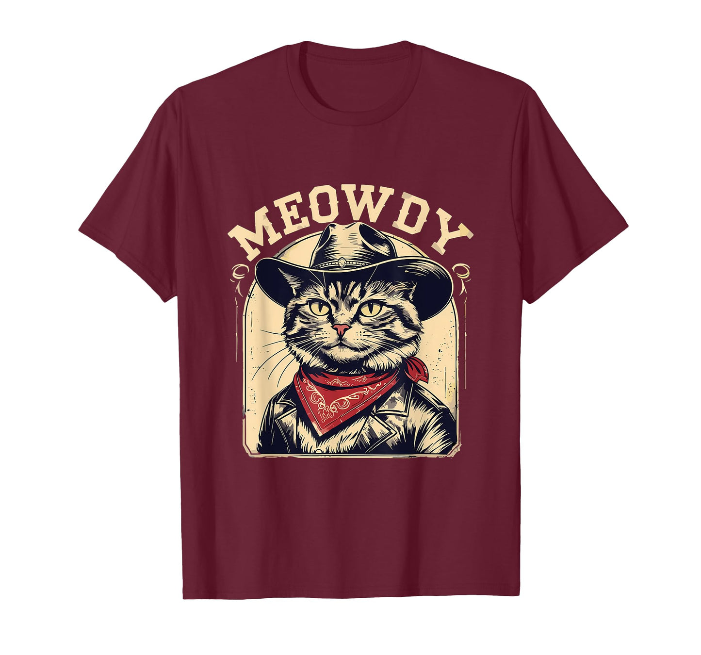 Meowdy Country Music Vintage Girls Funny Western Cowboy Cat T-Shirt
