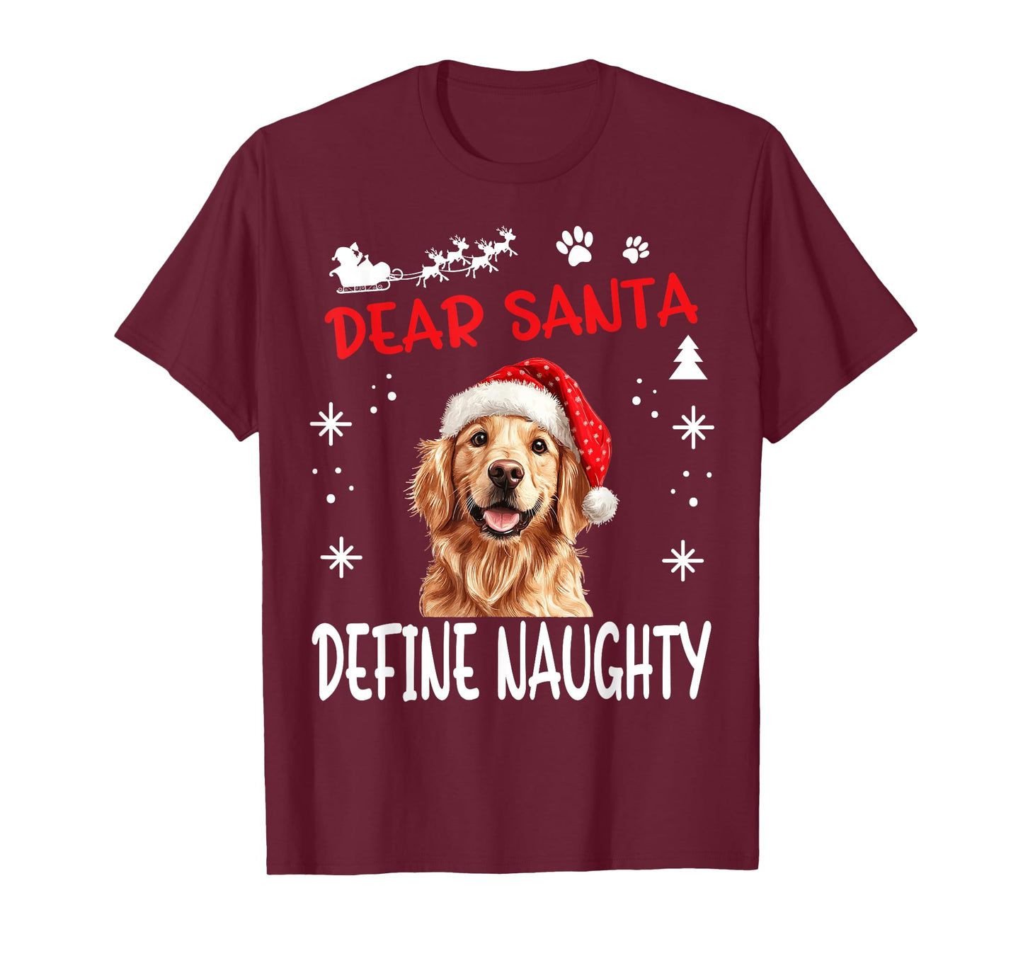 Cute Golden Retriever Dog Christmas Dear Santa Define T-Shirt