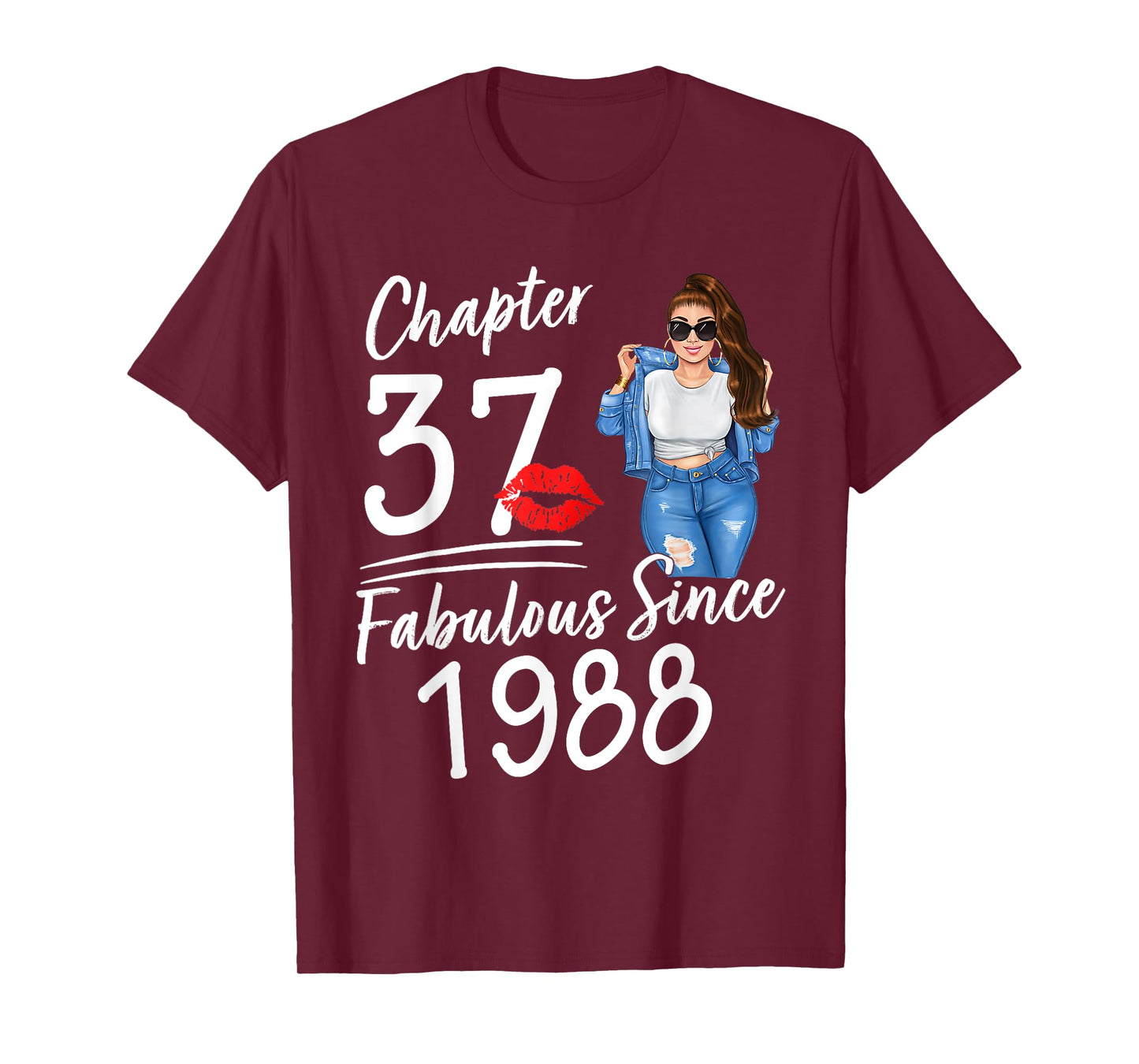 Chapter 37 Fabulous Since 1988 37th Birthday Women Melanin T-Shirt