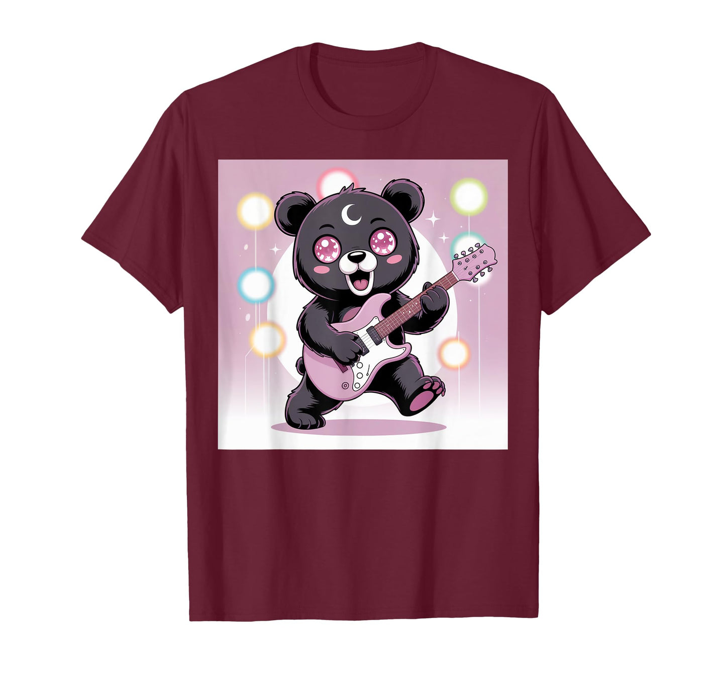 Bear Guitar Rock and Roll Kawaii Goth Girl Clothes Pink Goth T-Shirt