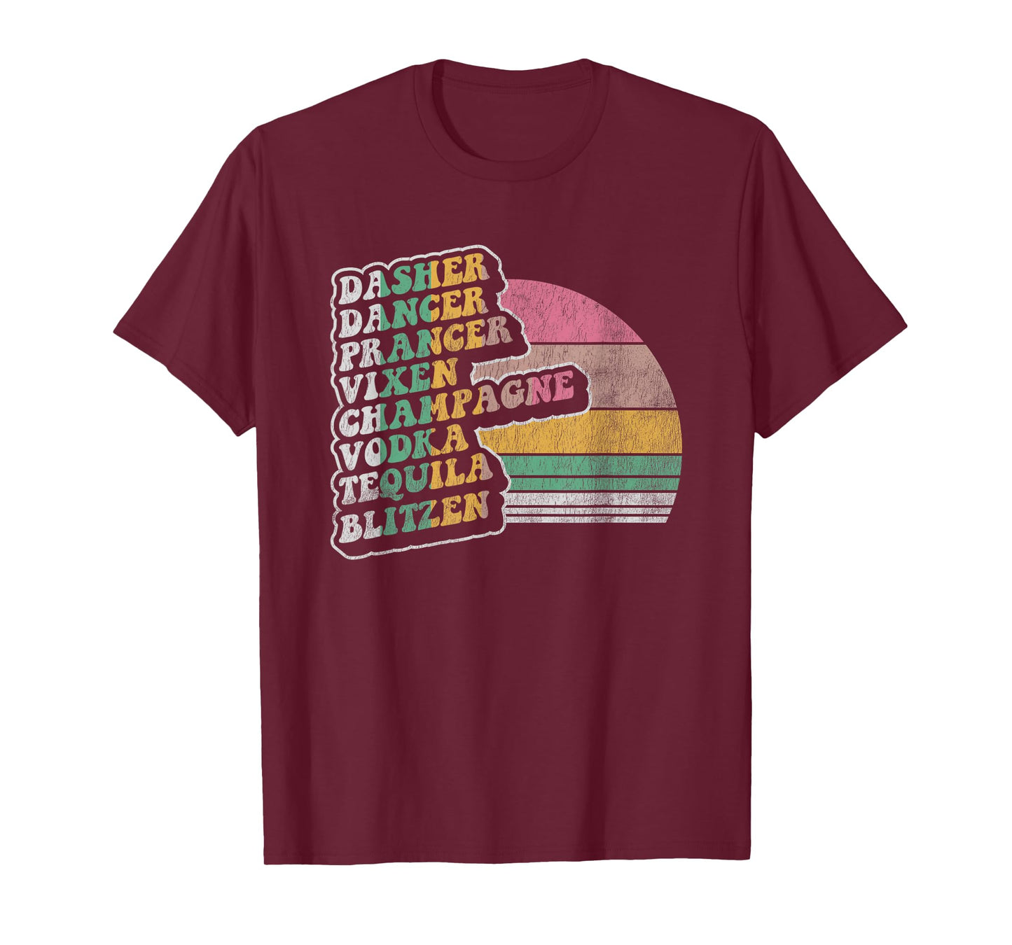 Dasher Dancer Prancer Vixen Champagne Vodka T-Shirt