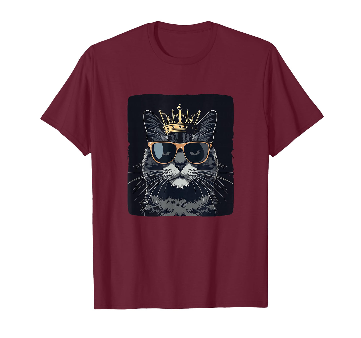 Funny Sunglasses Cat King with a Silly Crown T-Shirt