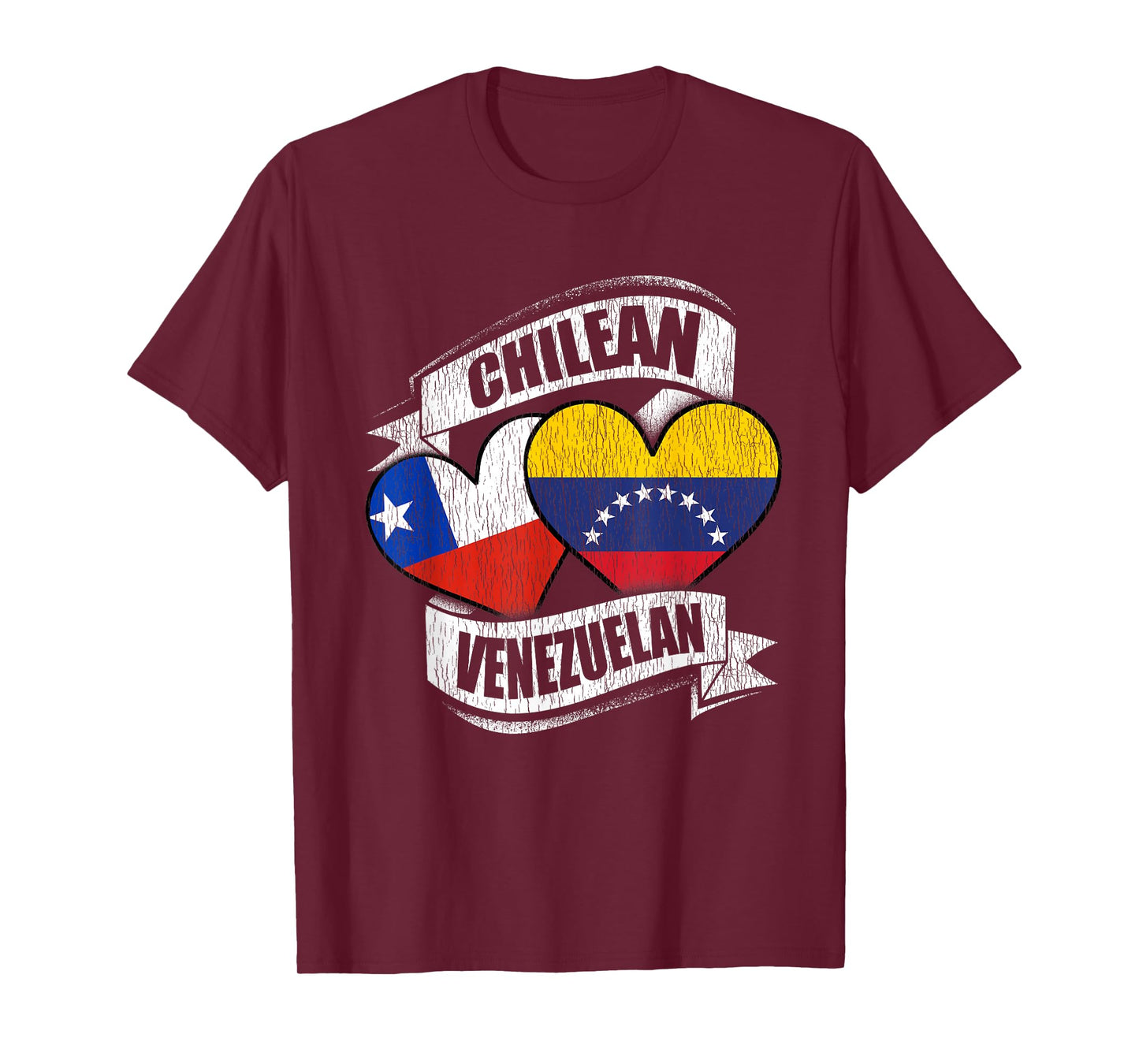 Chilean Venezuelan Hearts Chile Venezuela Flags T-Shirt