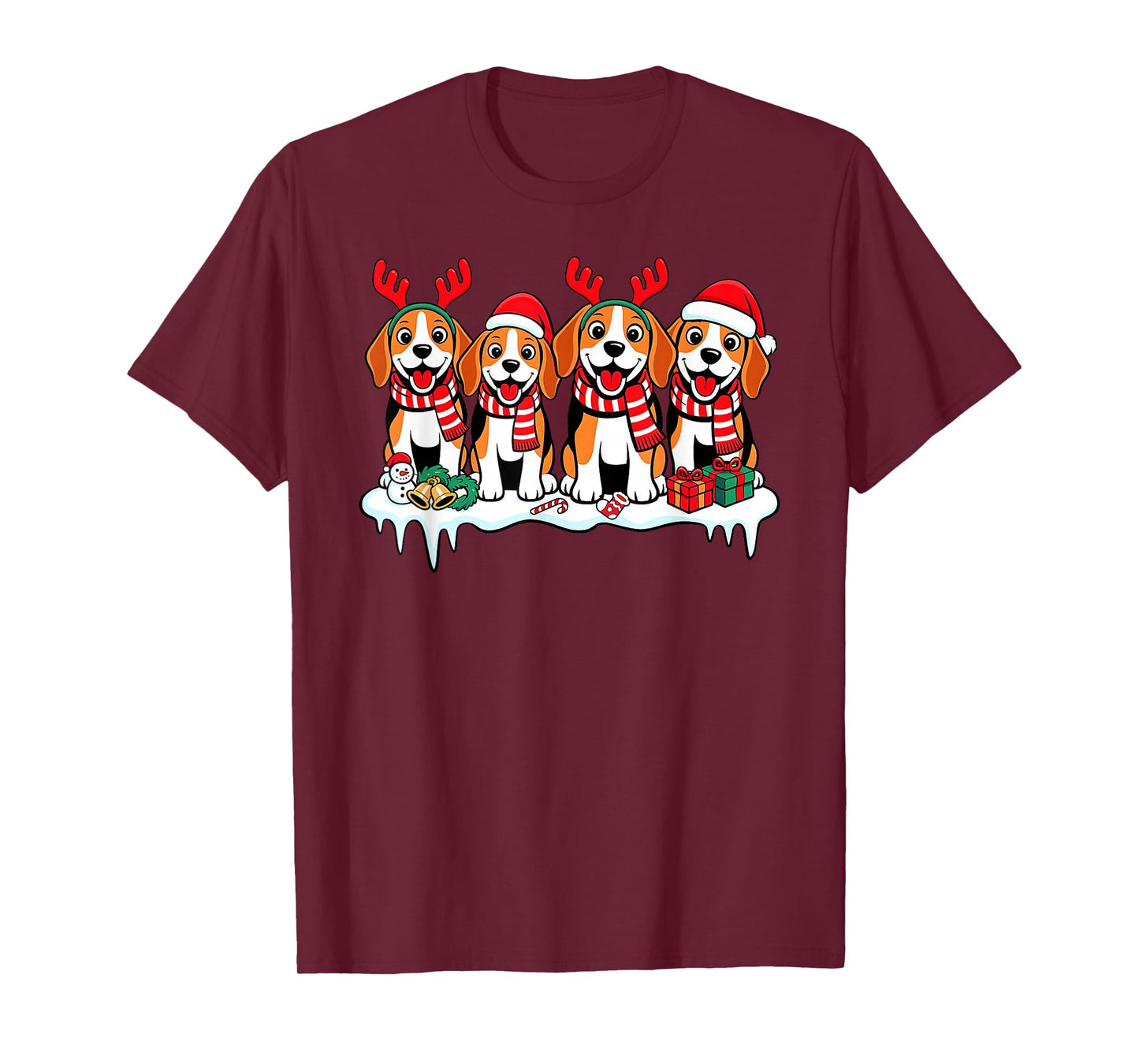 Beagle Dog Christmas Matching Family Pajama Xmas Santa T-Shirt