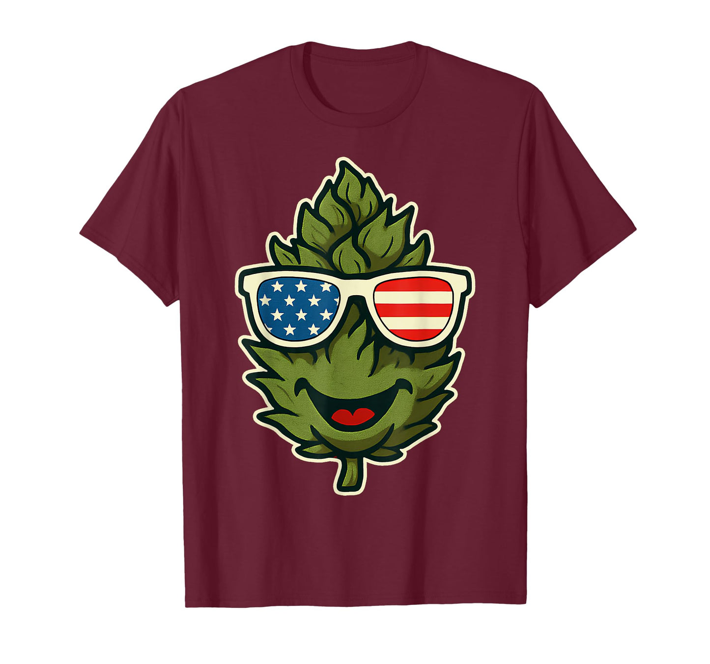 4th of July Patriotic Cannabis Bud USA Flag Funny Marijuana T-Shirt