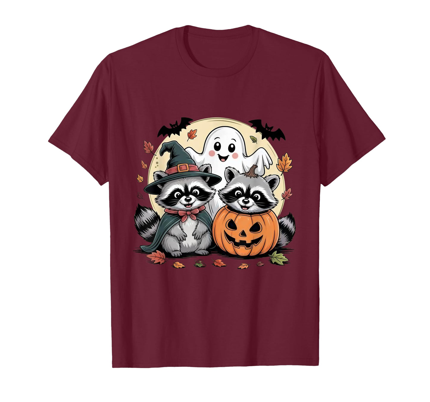 Cute Halloween Raccoon Ghost Pumpkin Fall Animal men women T-Shirt
