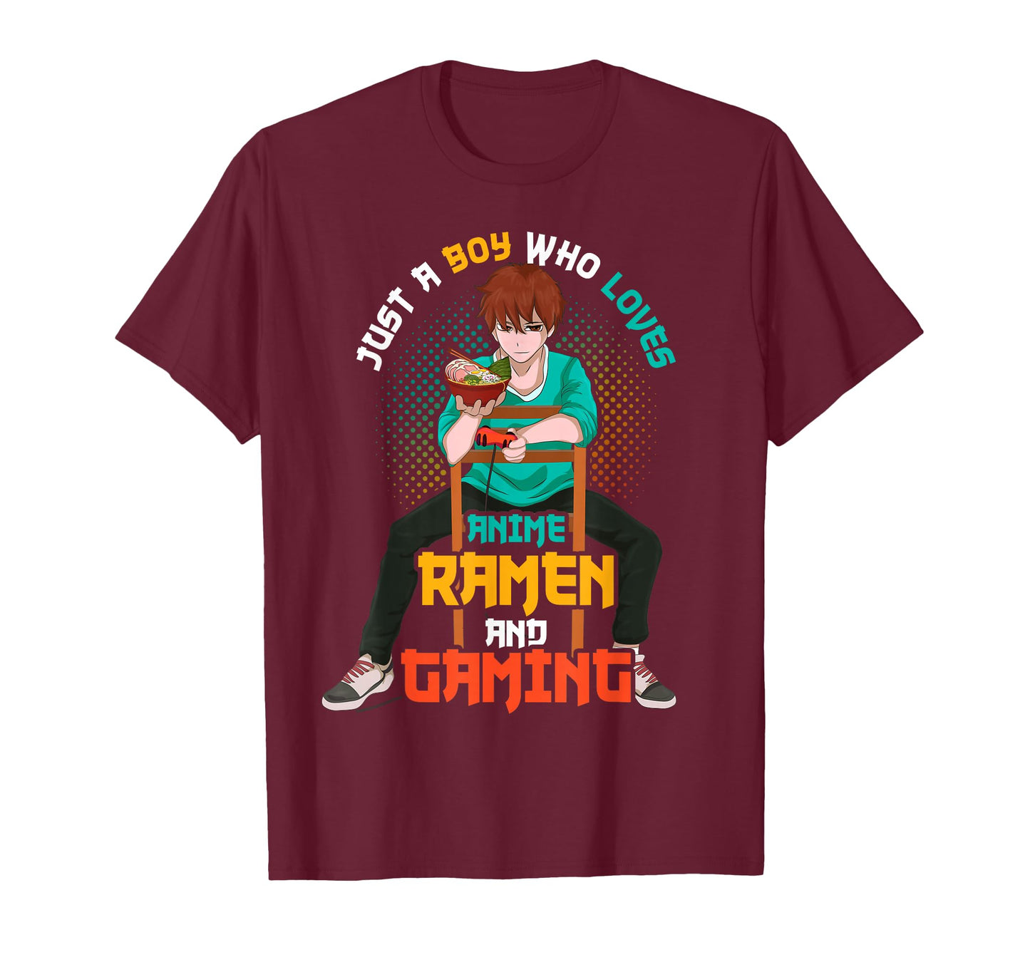 Gamer Ramen Noodles Gaming Japanese Manga Boys Anime T-Shirt