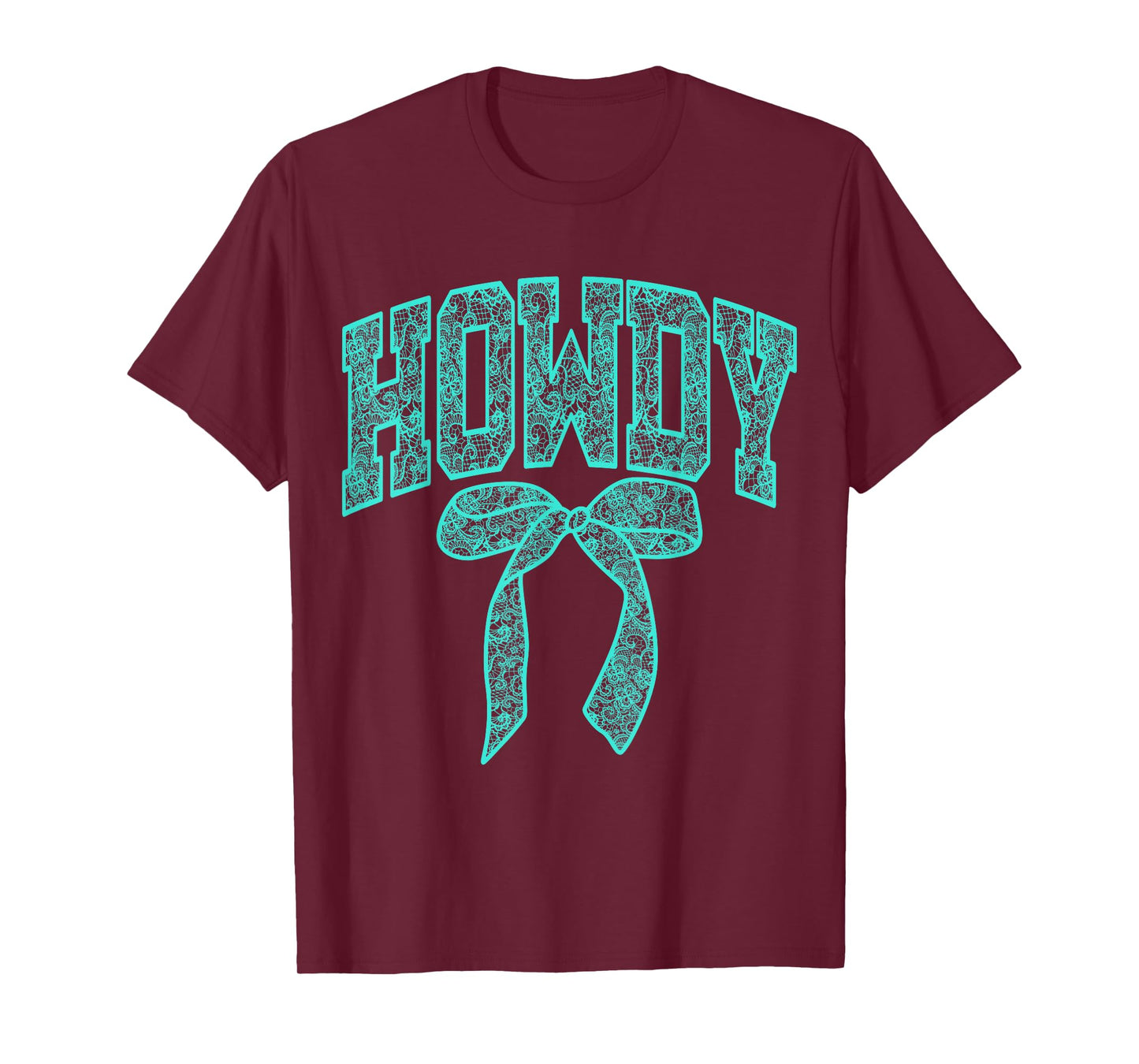 Howdy Lace Bow Turquoise Western Coquette Cowgirls T-Shirt