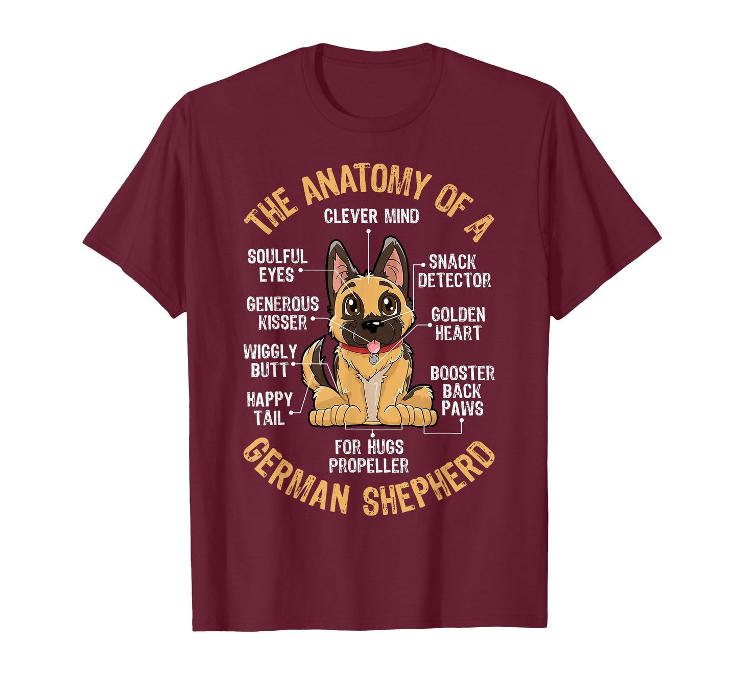 Anatomy of a German Shepherd T Shirt Funny Dog Lover Gifts T-Shirt
