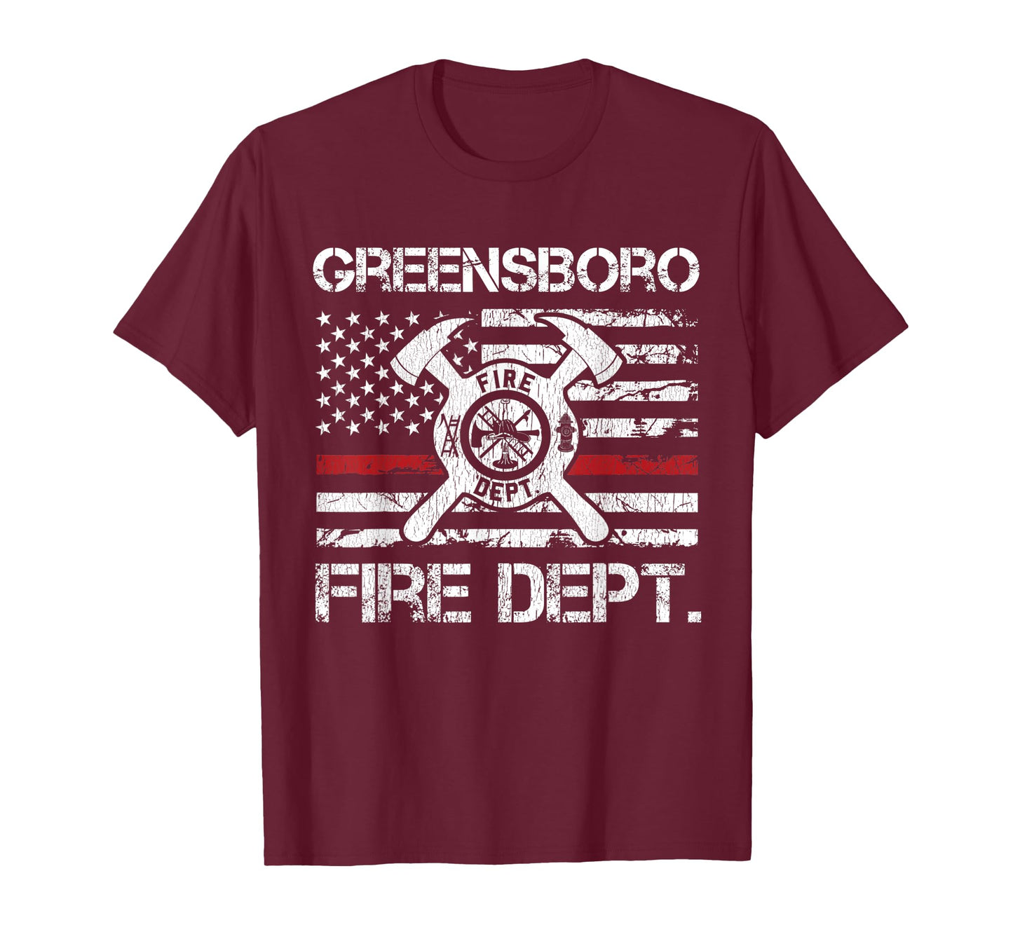 Greensboro North Carolina Fire Department Thin Red Line T-Shirt