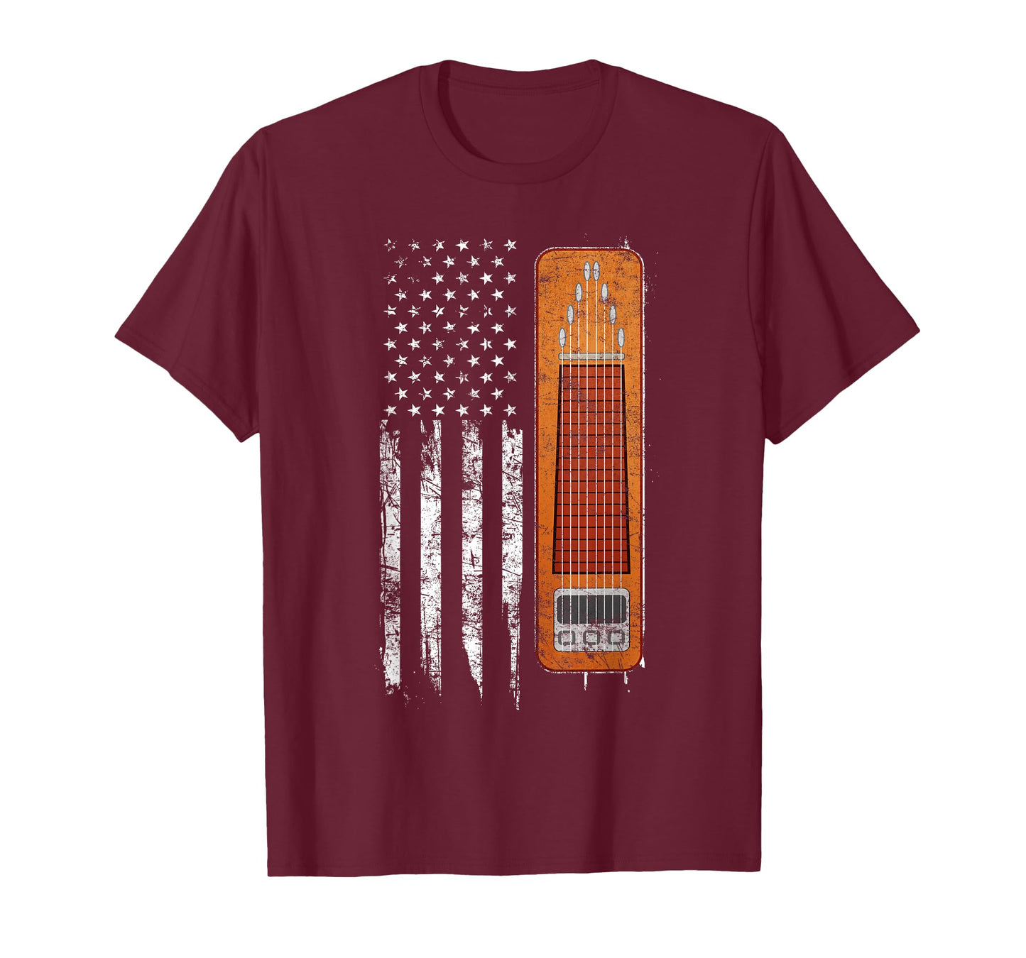 Mega Awesome Musician Shirts Vintage Pedal Steel Flag T-Shirt - Black, Small