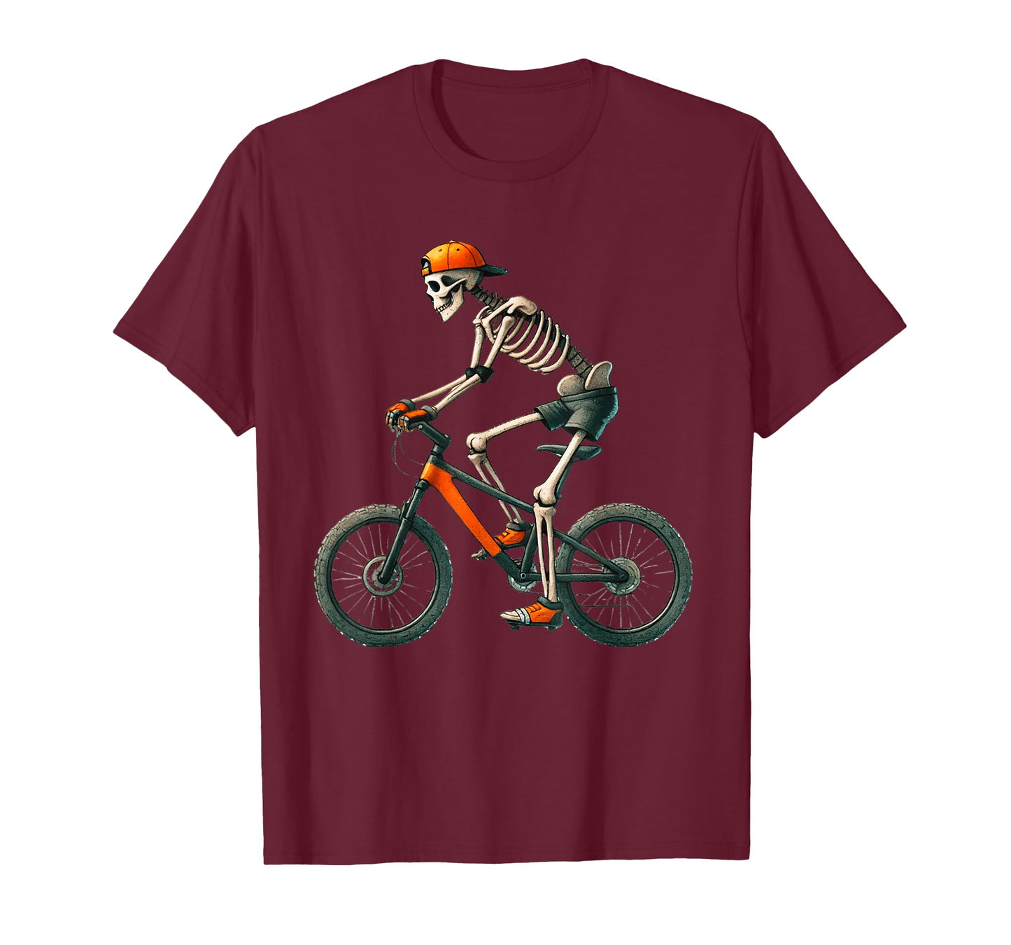 Skeleton Mountain Biking MTB Halloween Costume Men Boys T-Shirt