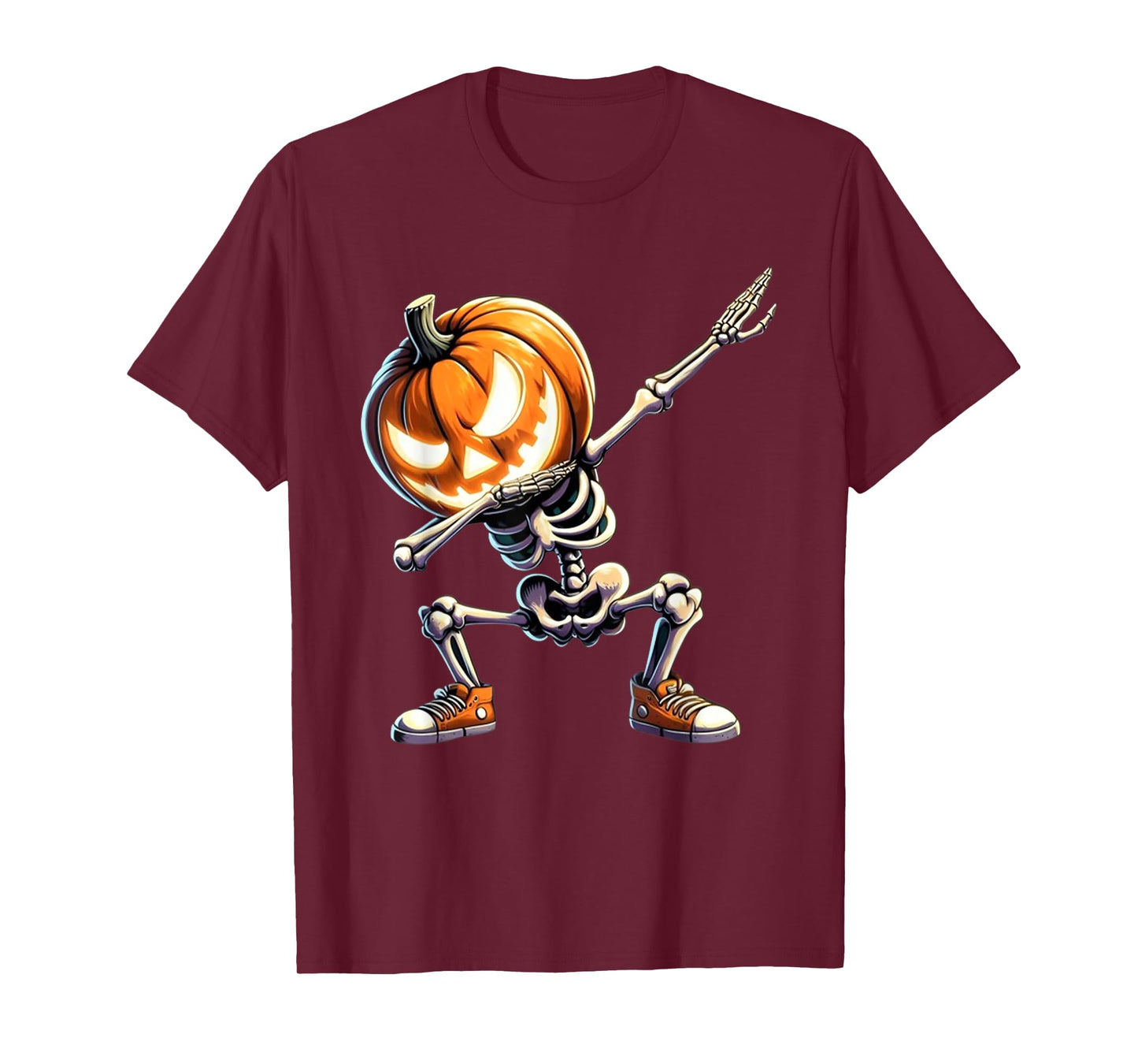 Funny Halloween Dabbing Skeleton with Pumpkin Head Scary boy T-Shirt