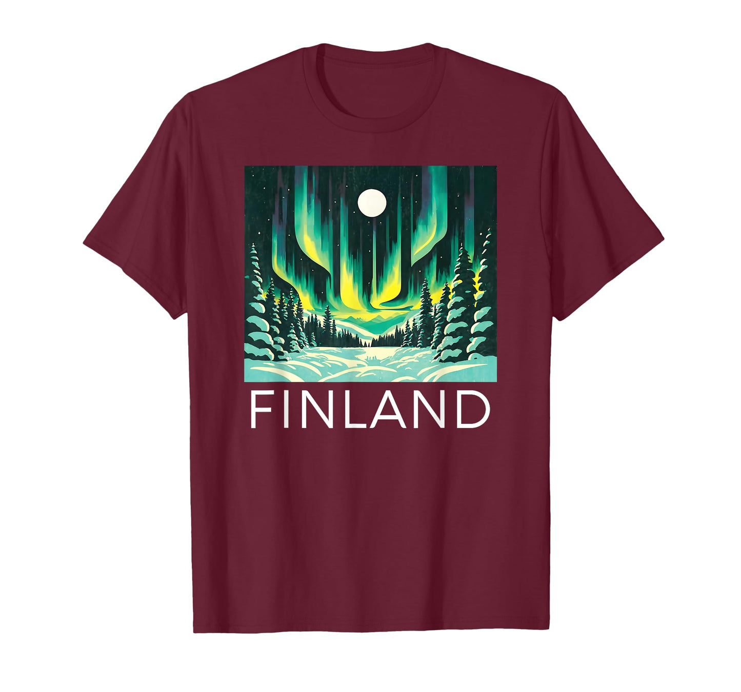 Finland Northern Lights Retro Helsinki Finnish Lapland Snow T-Shirt