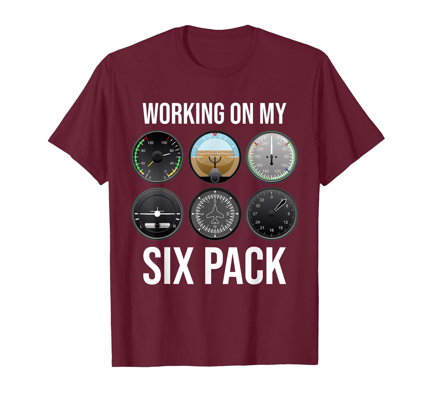 Working On My Six Pack Funny Pilot Aviator Aviation Airline T-Shirt