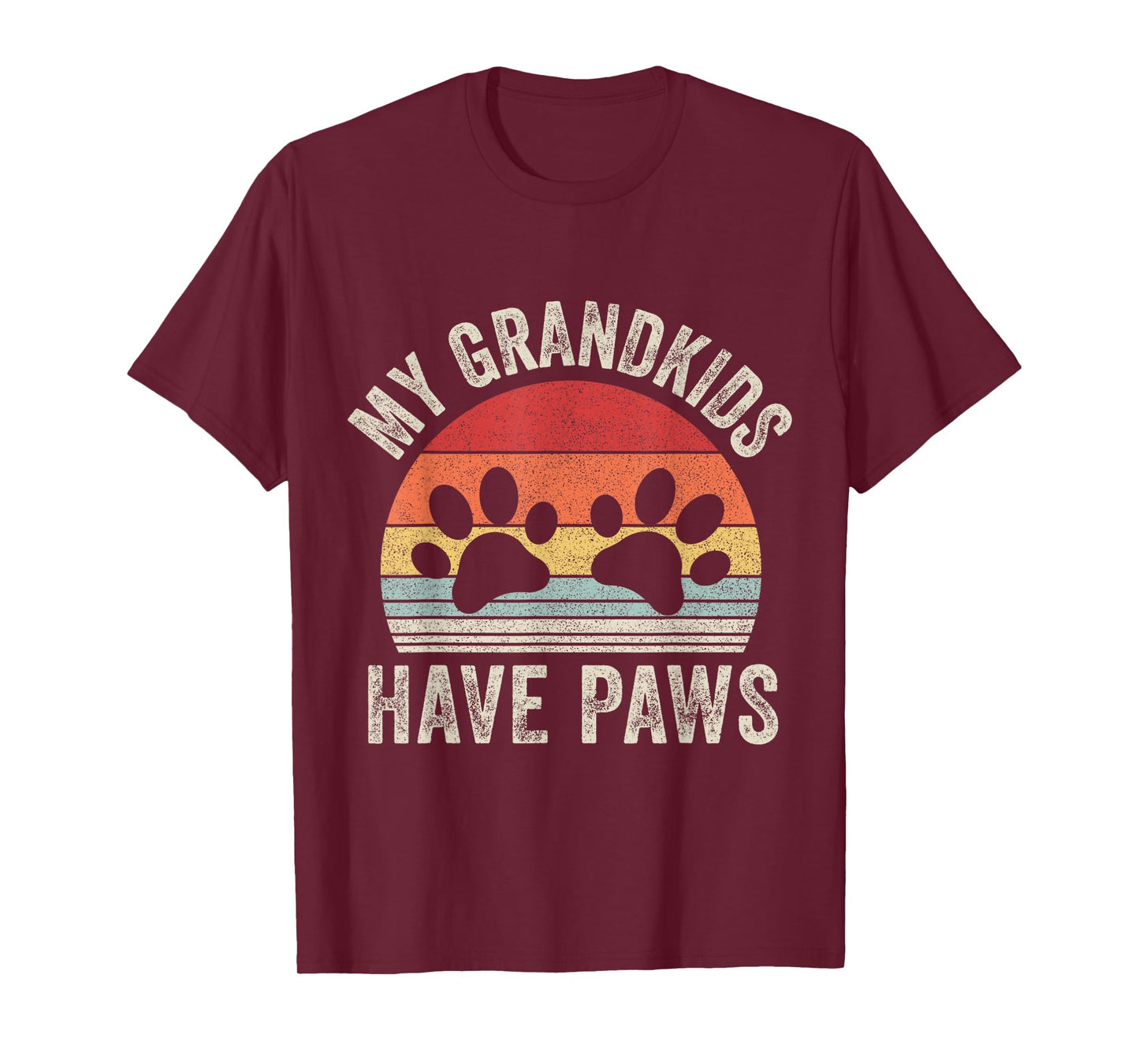 Vintage Retro My Grandkids Have Paws Dog Grandma T-Shirt