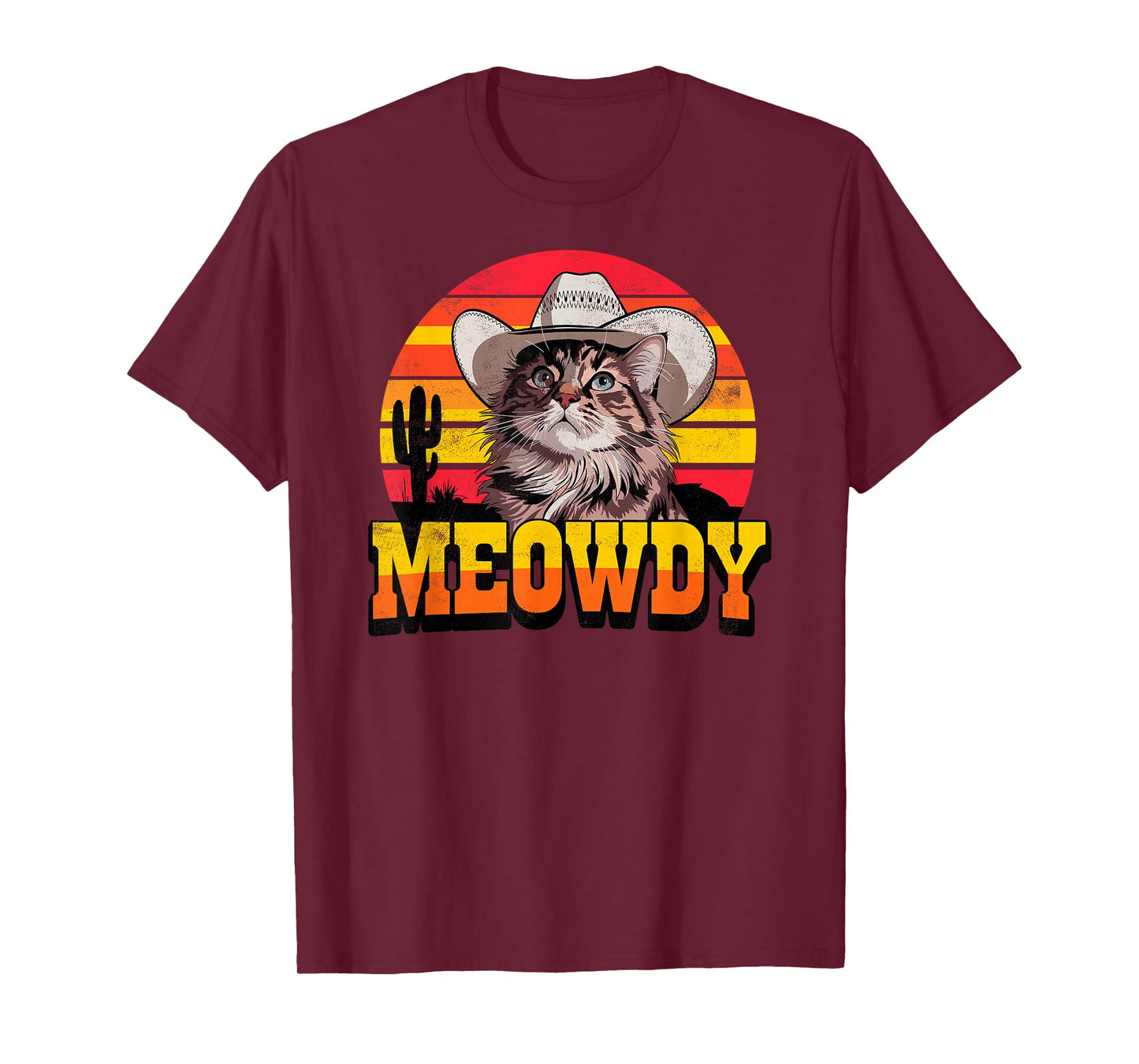 Retro Meowdy Cowboy Cat Western Texas Cats Kitten Lover T-Shirt