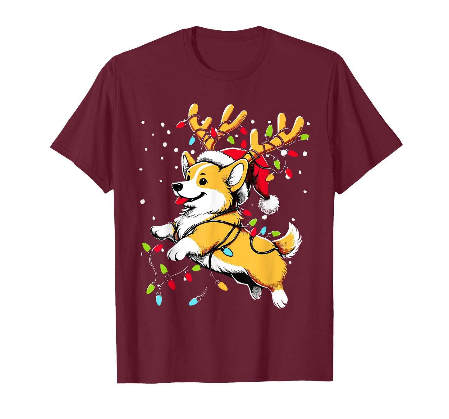 Corgi Santa Christmas Tree Lights, Funny Ugly Pajamas Women T-Shirt
