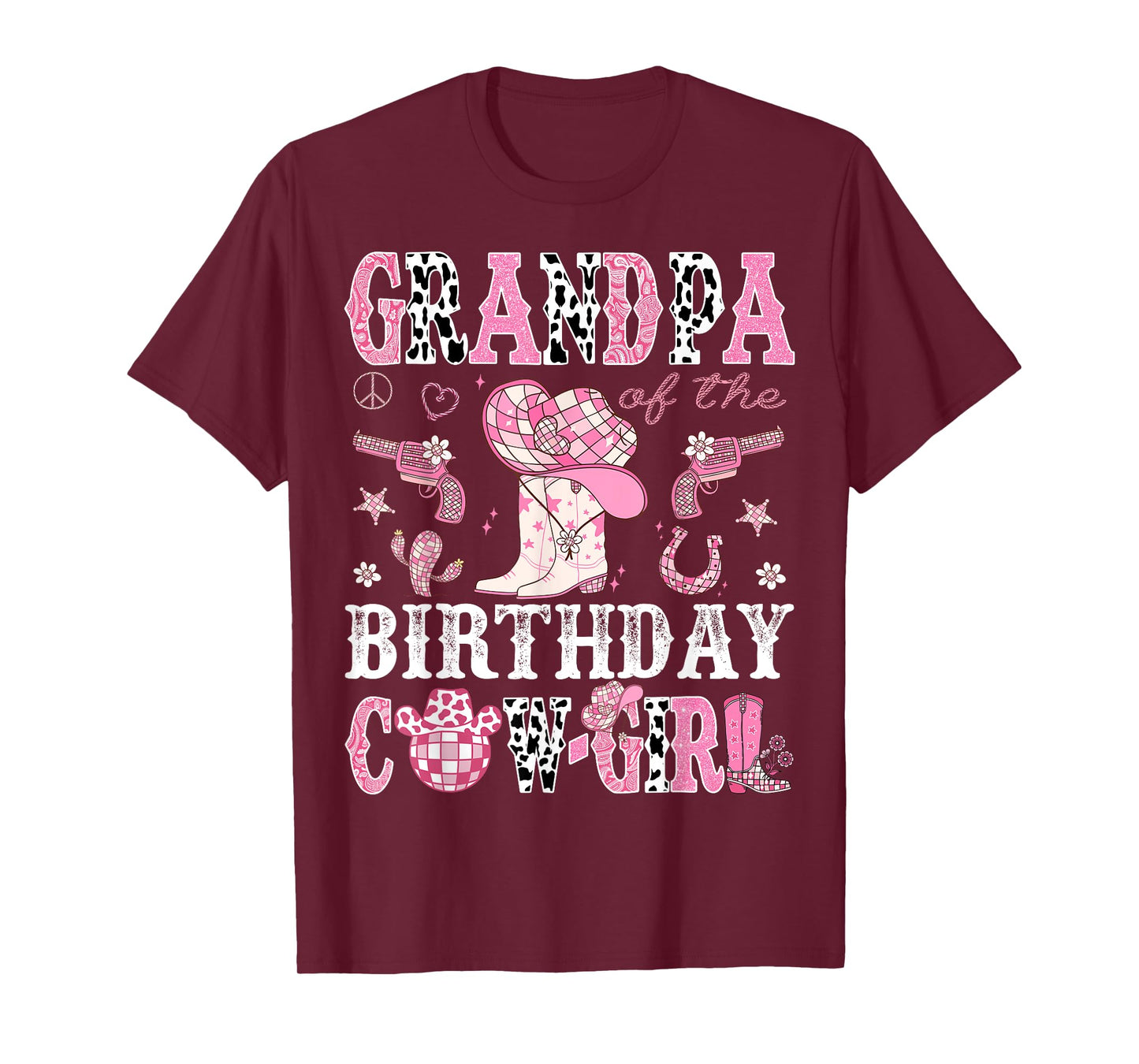 Grandpa Of The Birthday Cow-Girl Pink Disco Rodeo Western T-Shirt