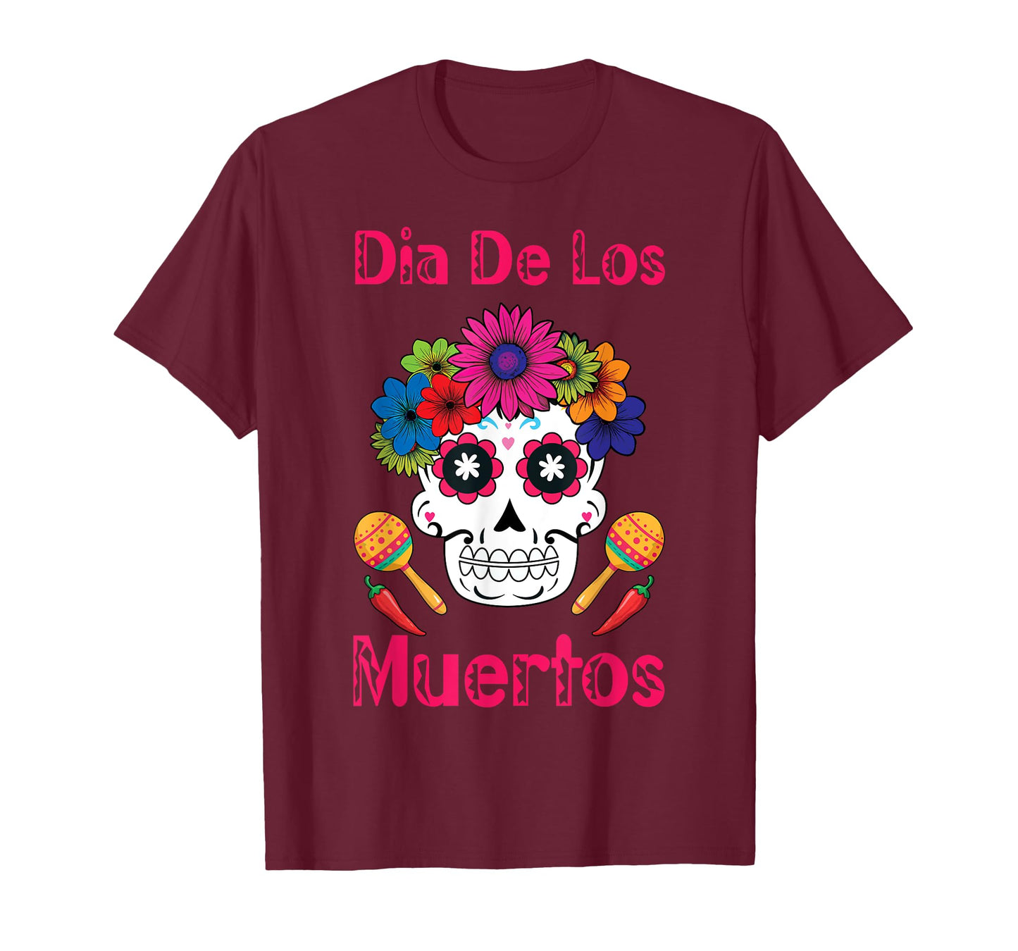 Dia De Los Muertos Floral Sugar Bone Candy Halloween T-Shirt