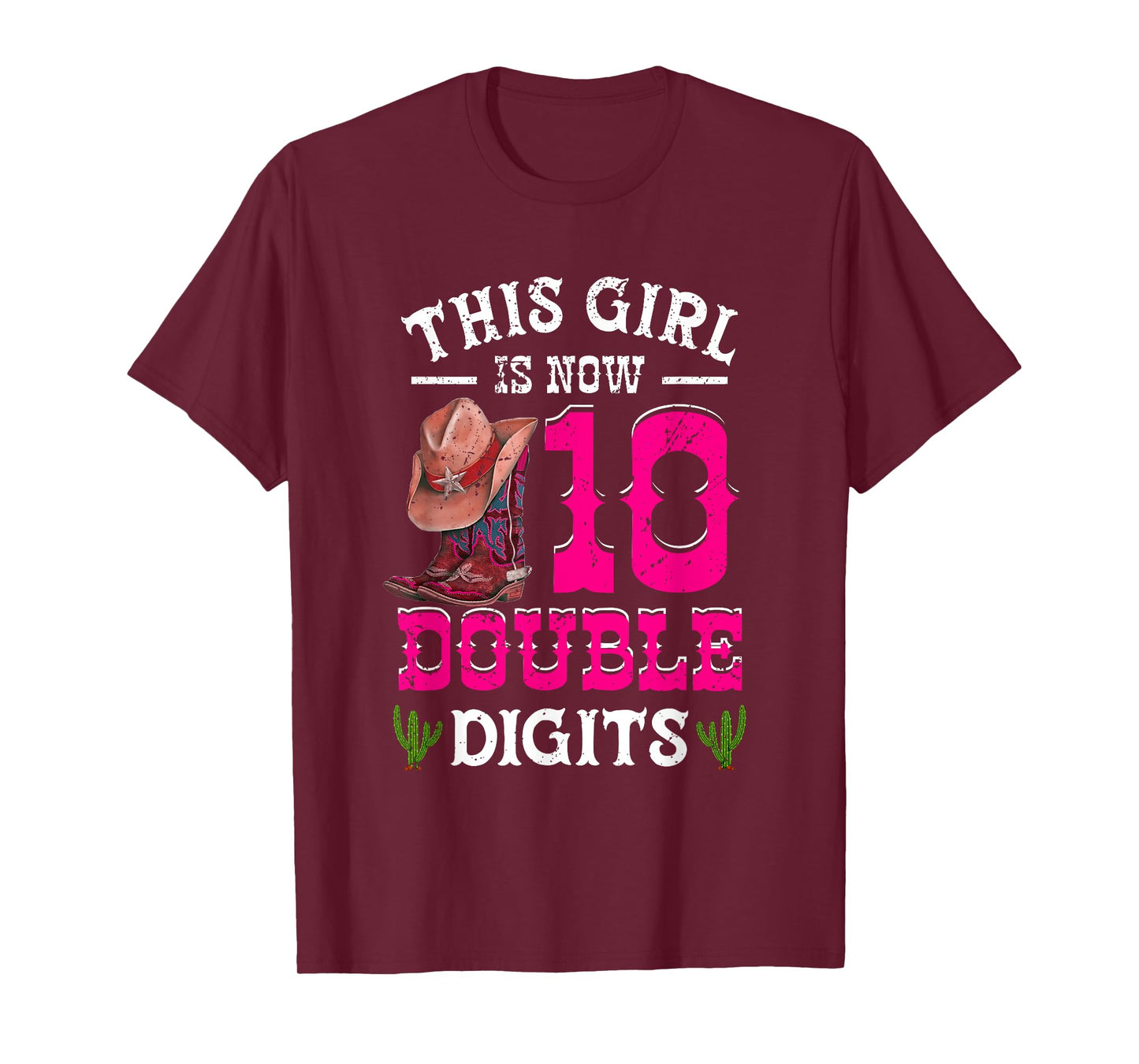 This Girl 's Now 10 Double Digits Western Cowboy Hat Cowgirl T-Shirt