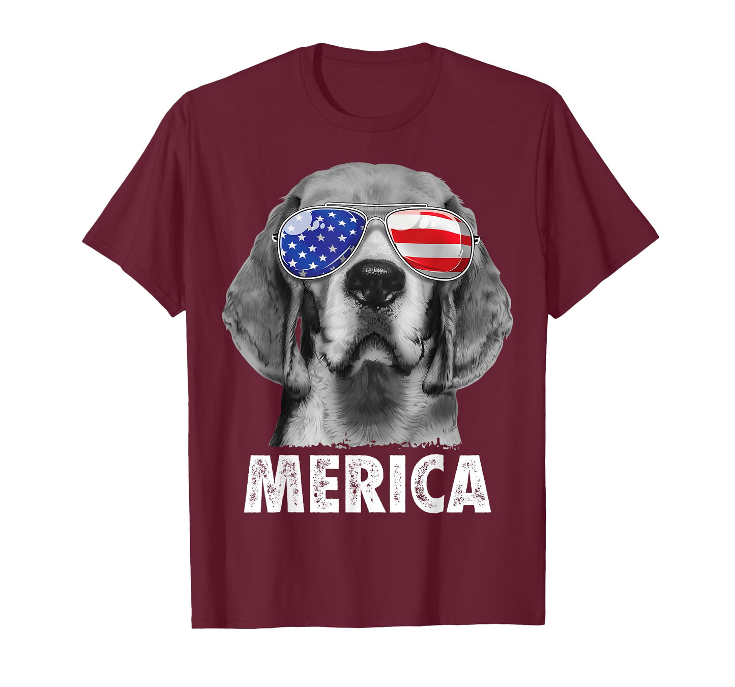 Beagle 4th of July Merica Sunglasses Men USA American Flag T-Shirt