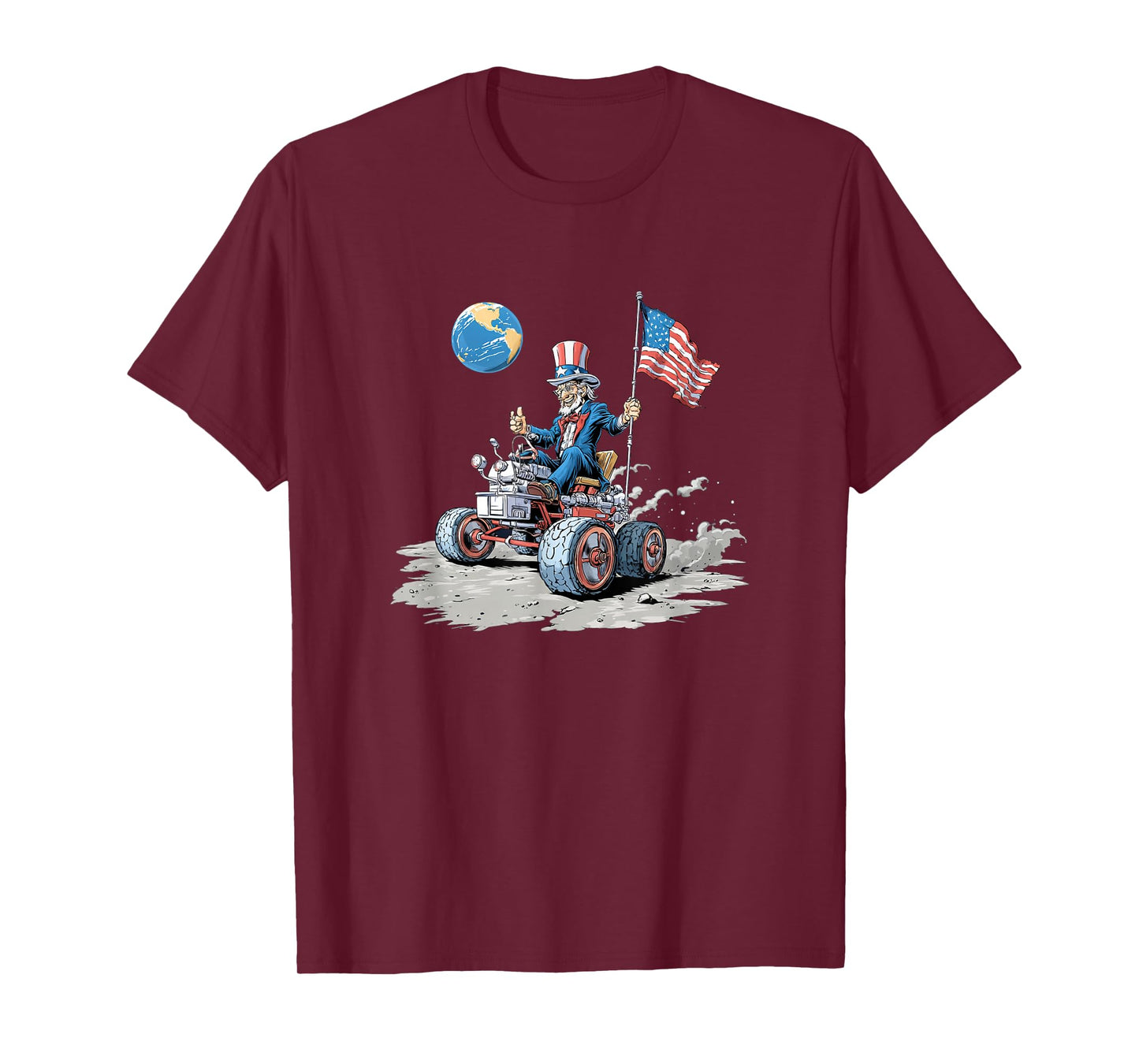 Pretty Patriotic Moon with Vehicle for Space and Earth Fans T-Shirt
