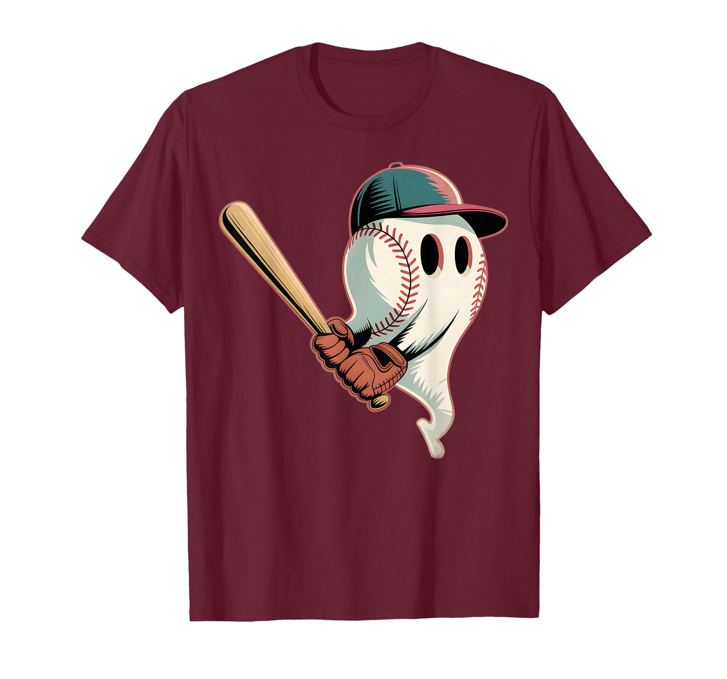 Baseball Swinging Ghost Halloween Costume Design T-Shirt