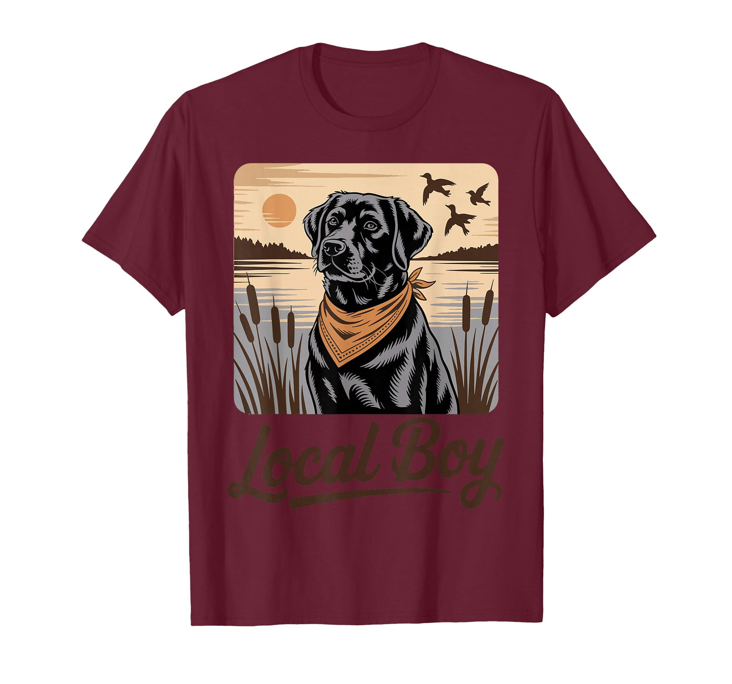 Local Boy Black Labrador Retro Vintage Sunset Southern Boy T-Shirt